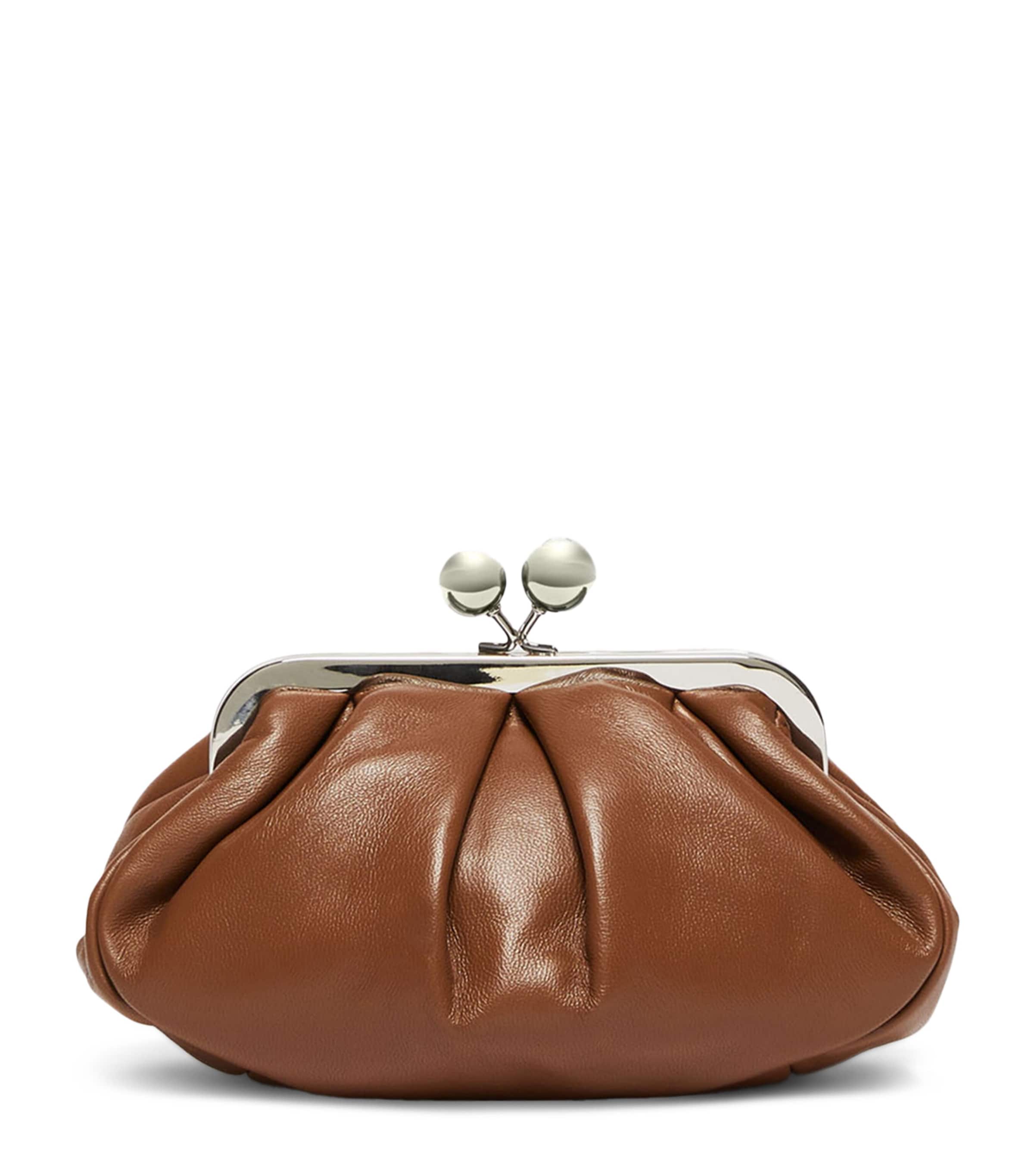 Weekend Max Mara Small Leather Pasticcino Clutch Bag Tobacco Image 1