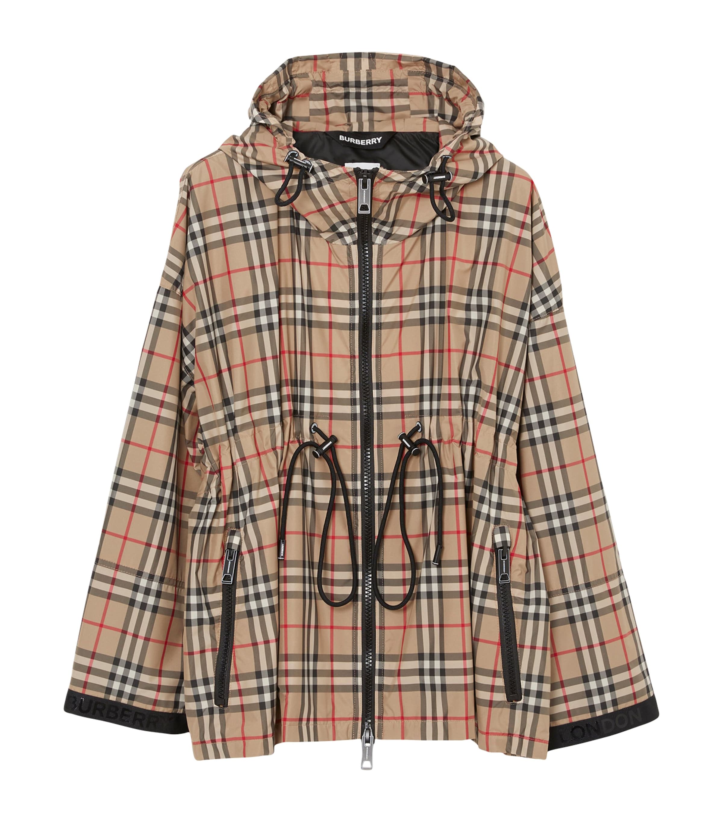 Burberry Check Hooded Jacket In Brown