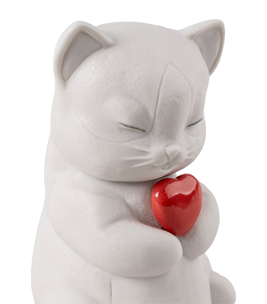 Lladró Porcelain Whiskers Playful Kitten Figurine White & Red Image 2