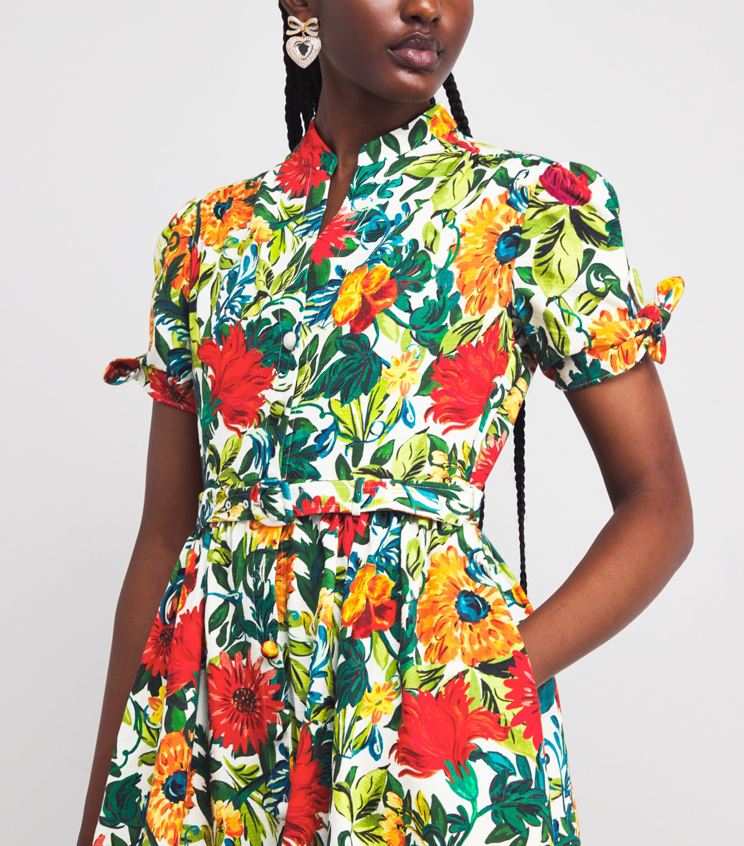 saloni shirt dress Saloni Riya printed cotton-poplin mini shirt dress - Women - Sand Dresses