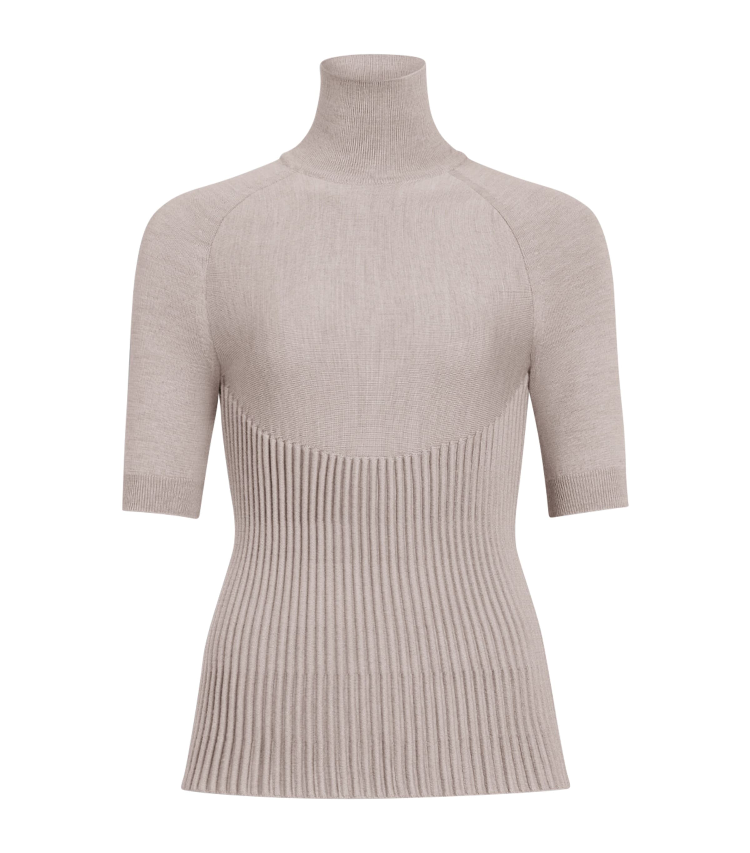 Alaïa Wool-blend Ribbed Top In Neutral