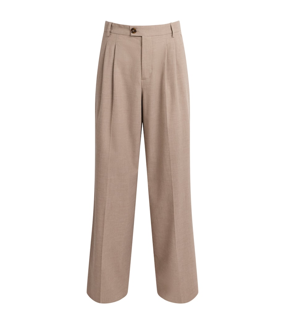 Alan Scott Mens Cashmere Wide-Leg Trousers Natural Image 1