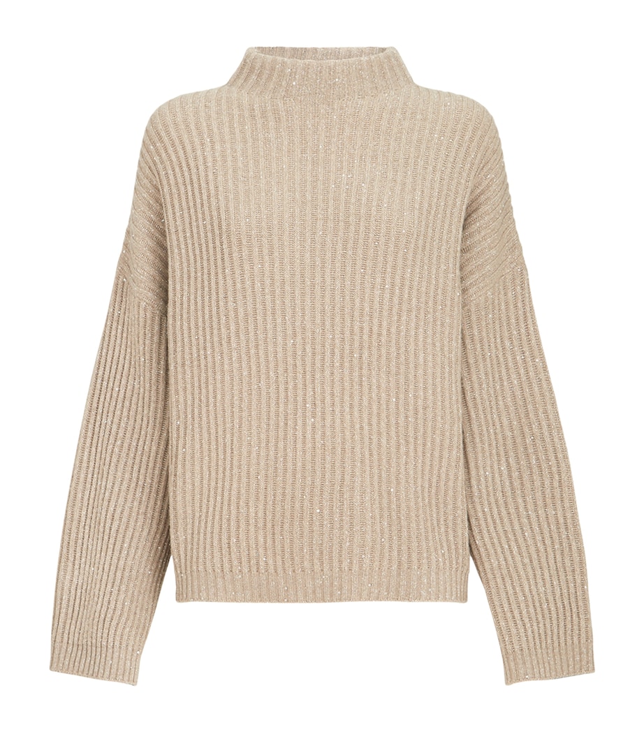 Brunello Cucinelli Womens Sparkling Rollneck Sweater Noce Image 1