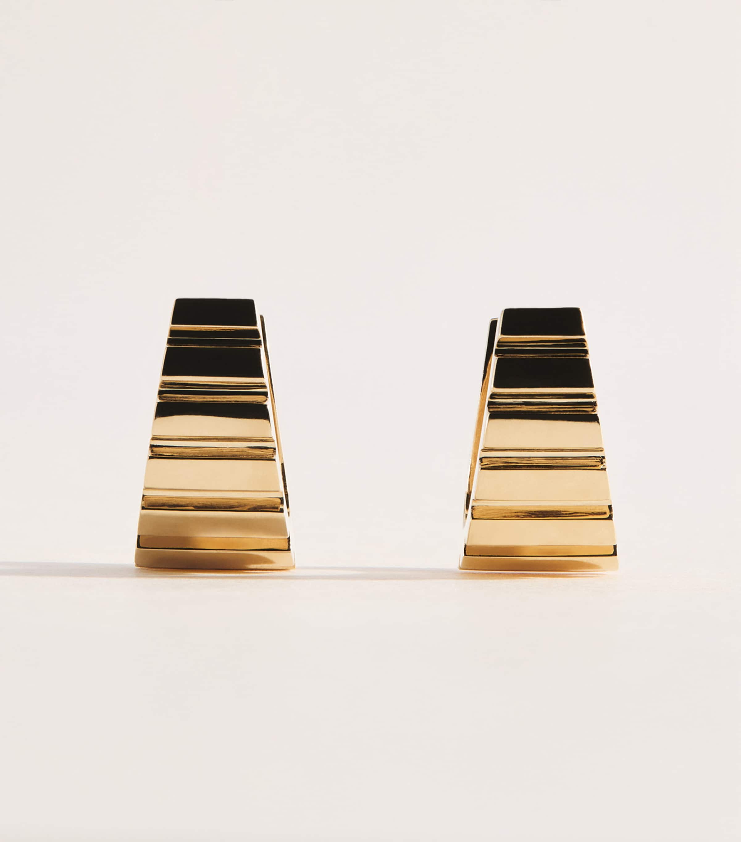 Azlee Large Yellow Gold Escalier Hoop Earrrings Yellow Gold Image 1