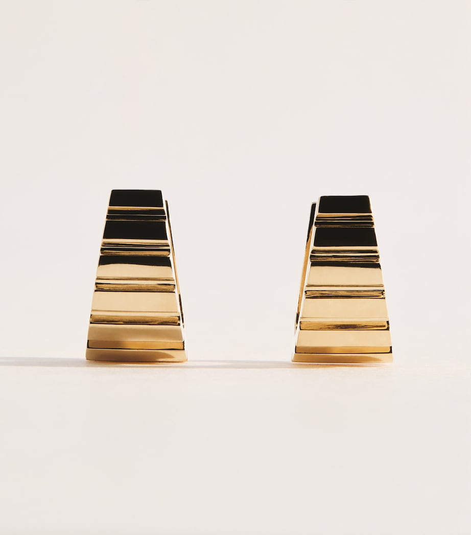 Azlee Large Yellow Gold Escalier Hoop Earrrings Yellow Gold Image 1