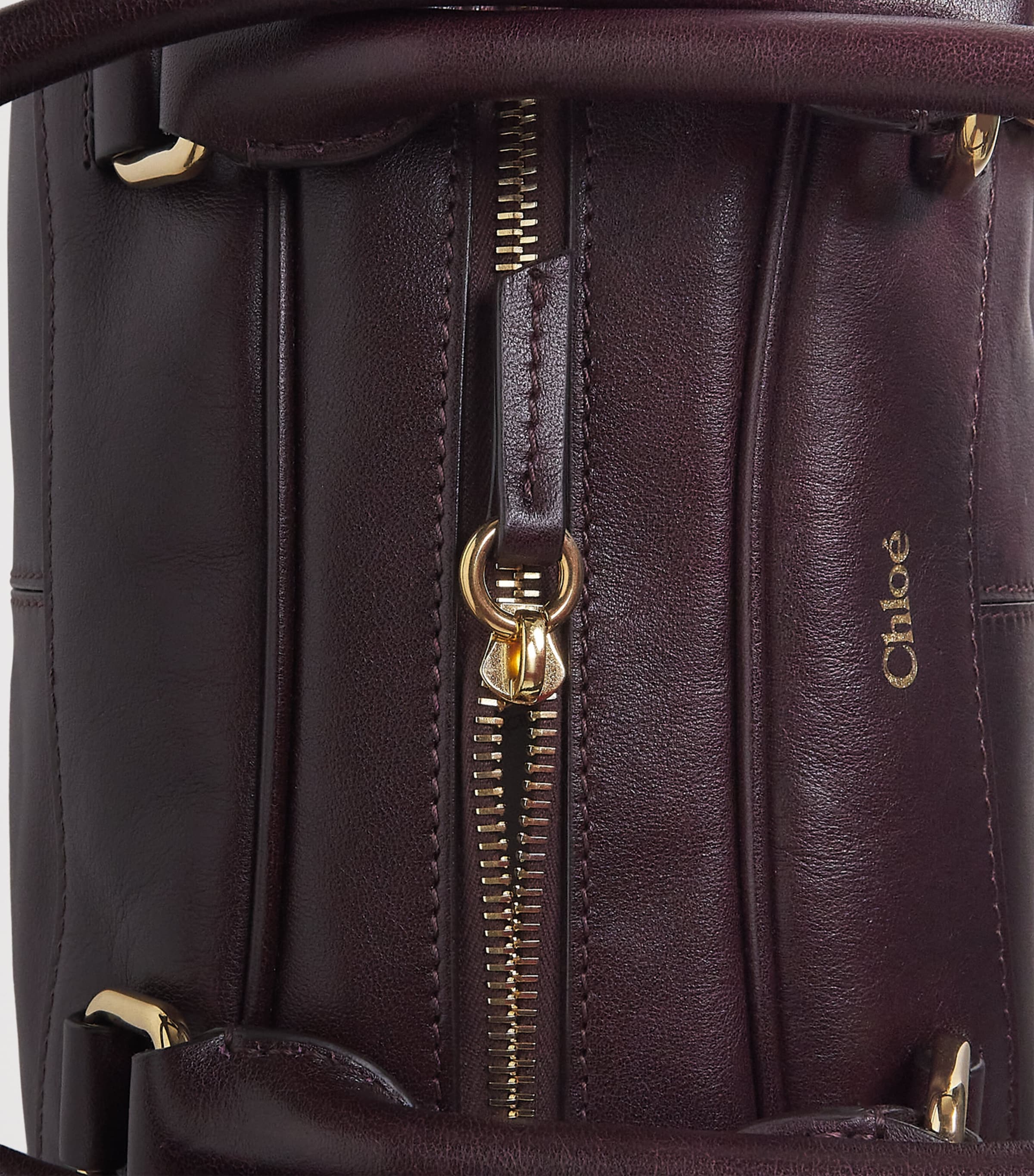 Leather Bowling Top-Handle Bag PERFECT PLUM Image 3