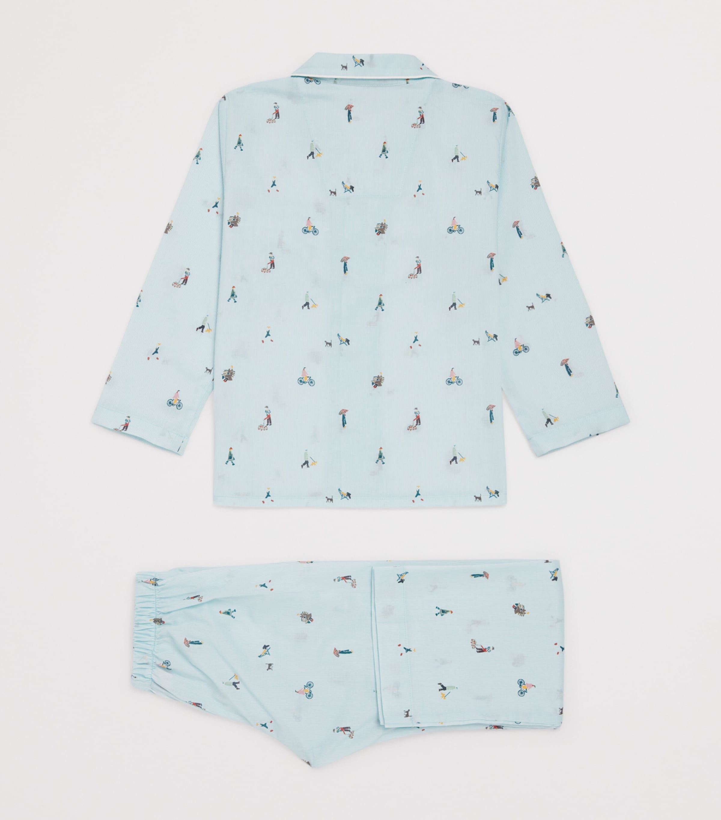 Derek Rose Kids Cotton Embroidered Pyjamas (3-16 Years) Blue Image 2