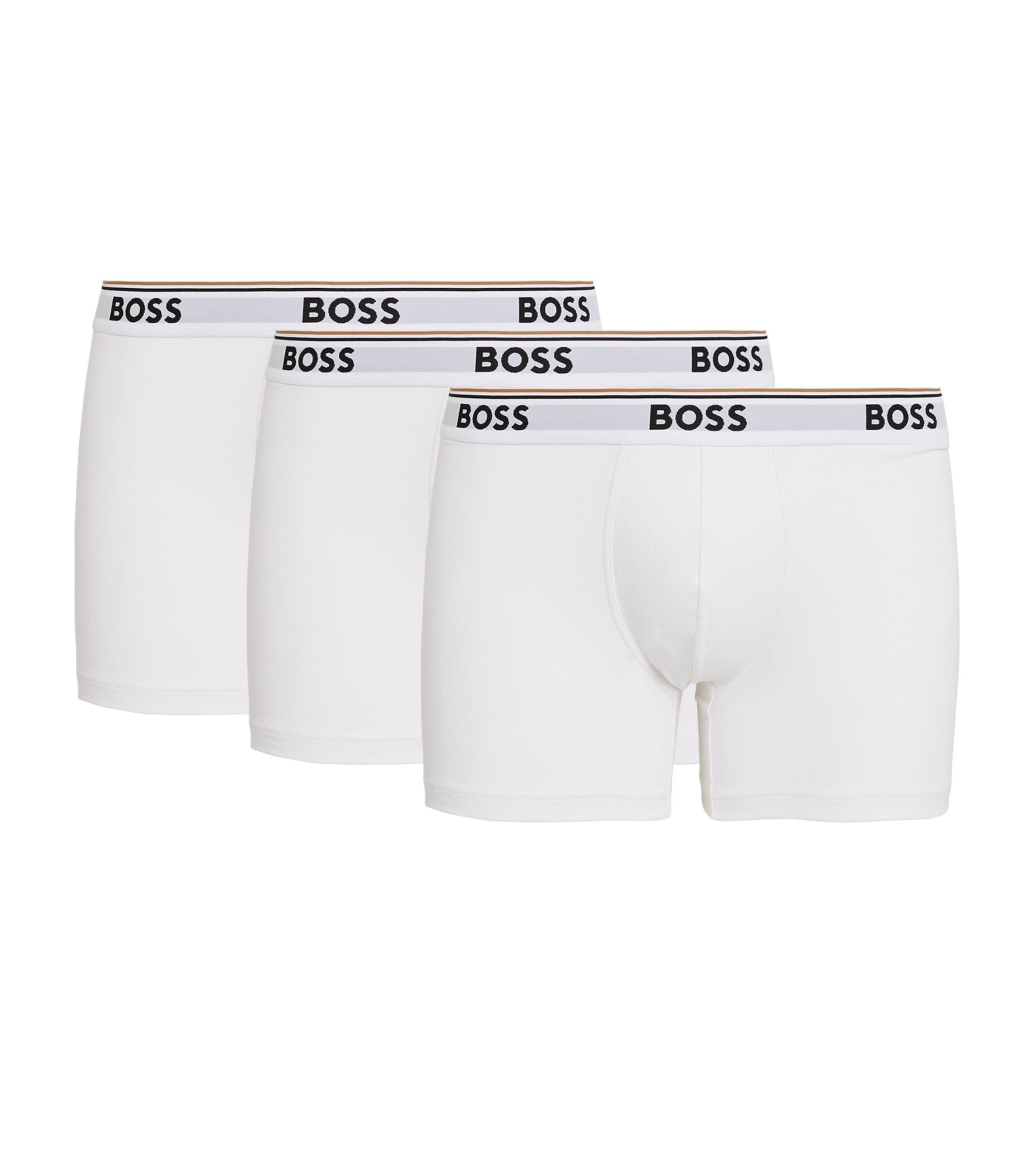Hugo Boss Three-pack Of Stretch-cotton Trunks With Logo Waistbands In White