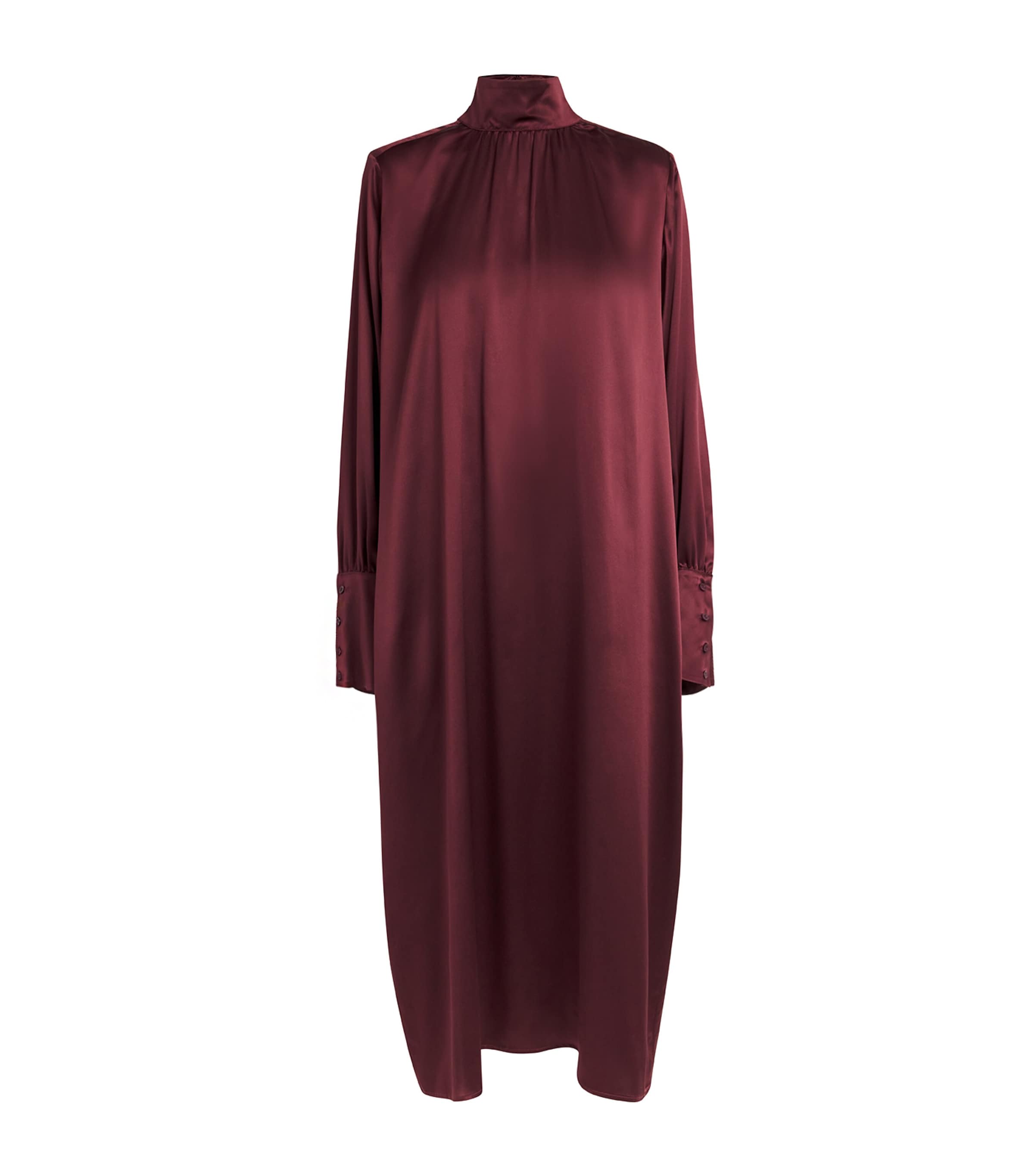 LAURA PITHARAS SILK GATHERED MIDI DRESS 