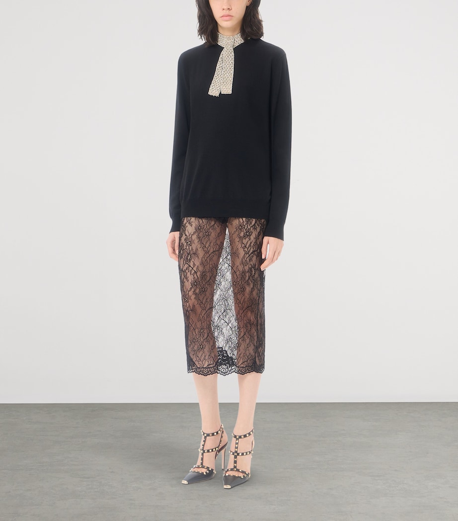 Valentino Womens Lace Midi Pencil Skirt Image 2