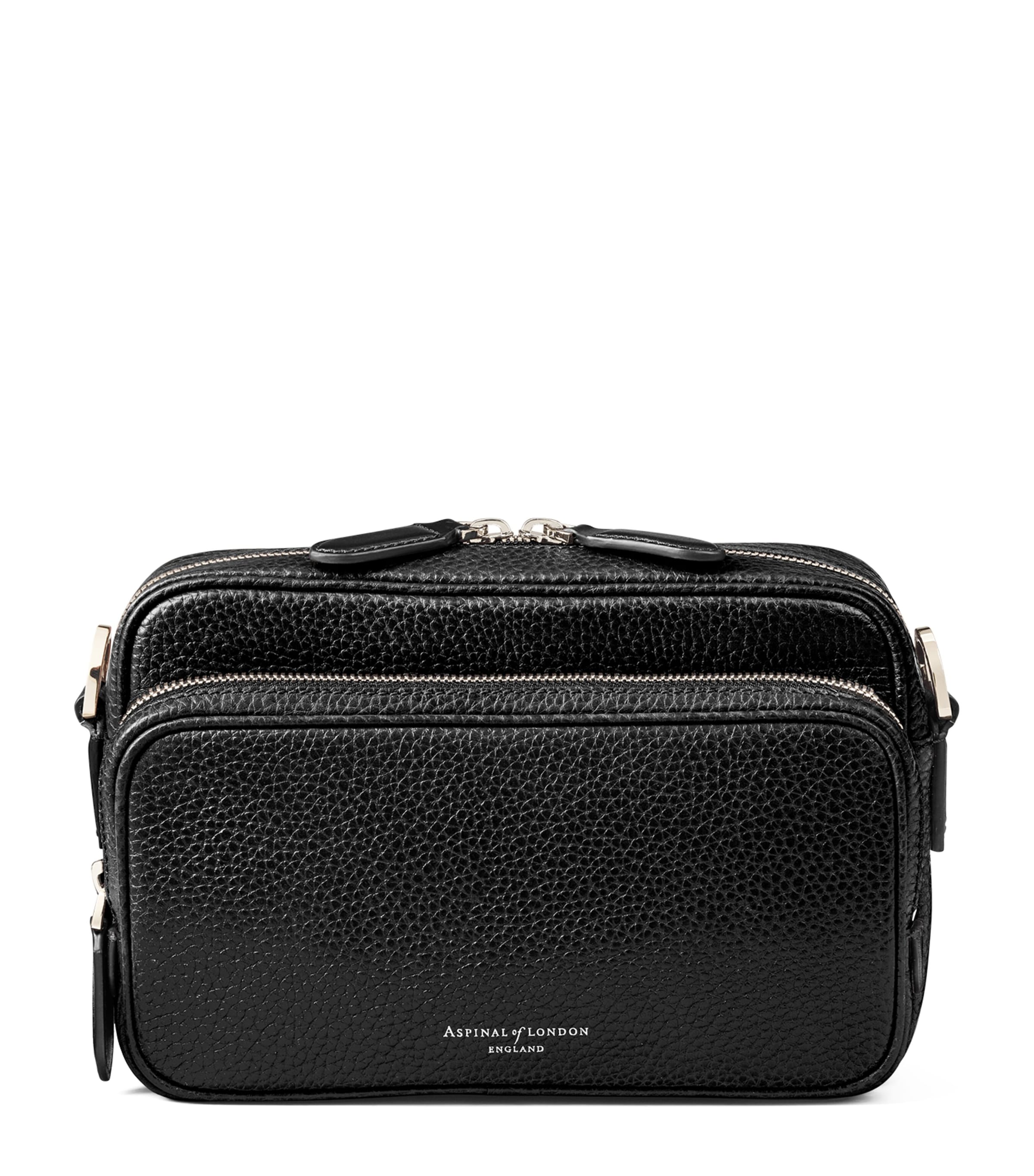 Aspinal Of London Leather Reporter East West Messenger Bag In Black