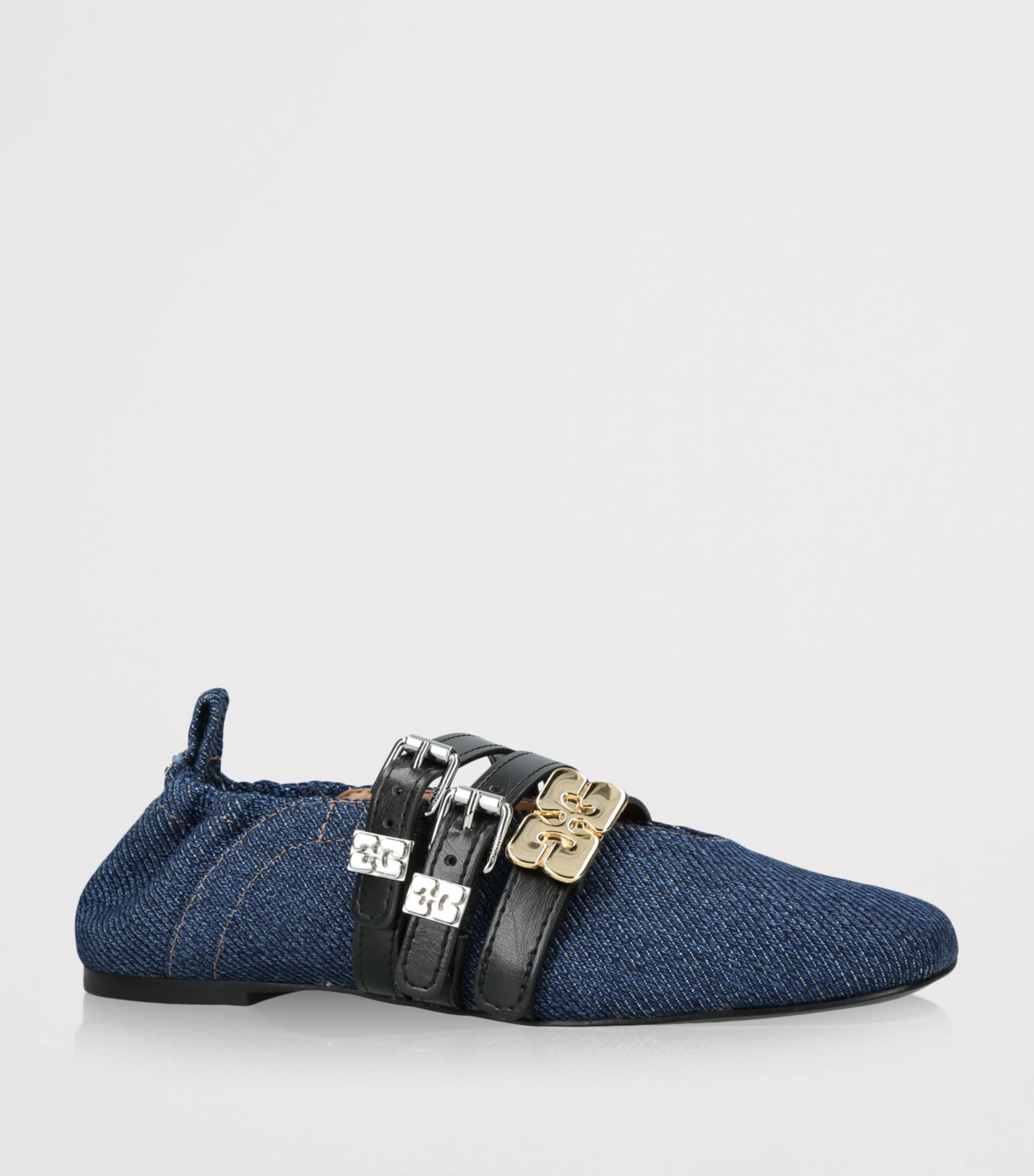 GANNI Denim Sue Triple Ballerina Flats Blue/dark Image 3