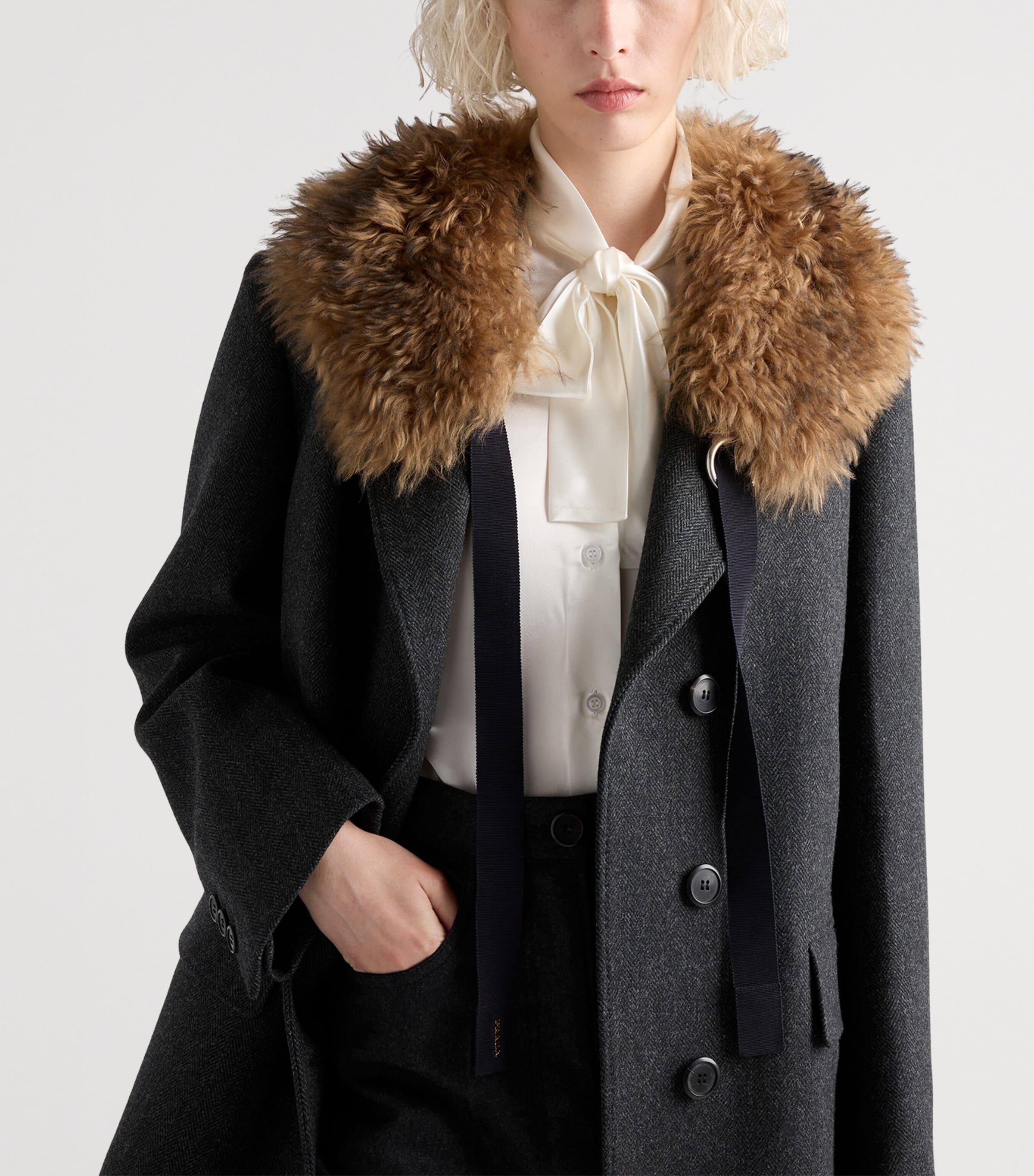 Satin Tie-Neck Blouse F0009 Image 3