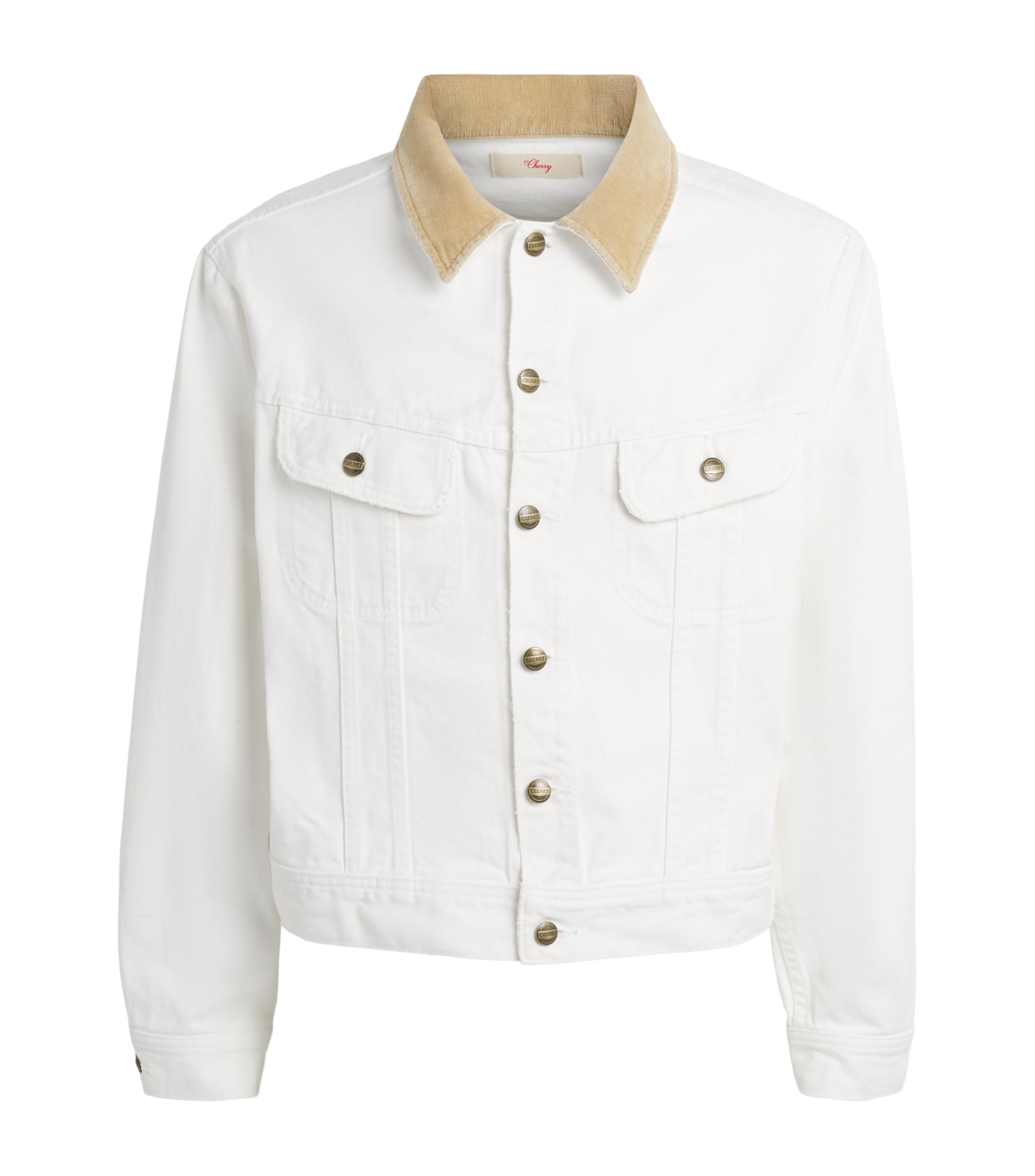 Cherry Los Angeles Mens Denim Trucker Jacket Vintage White Image 1