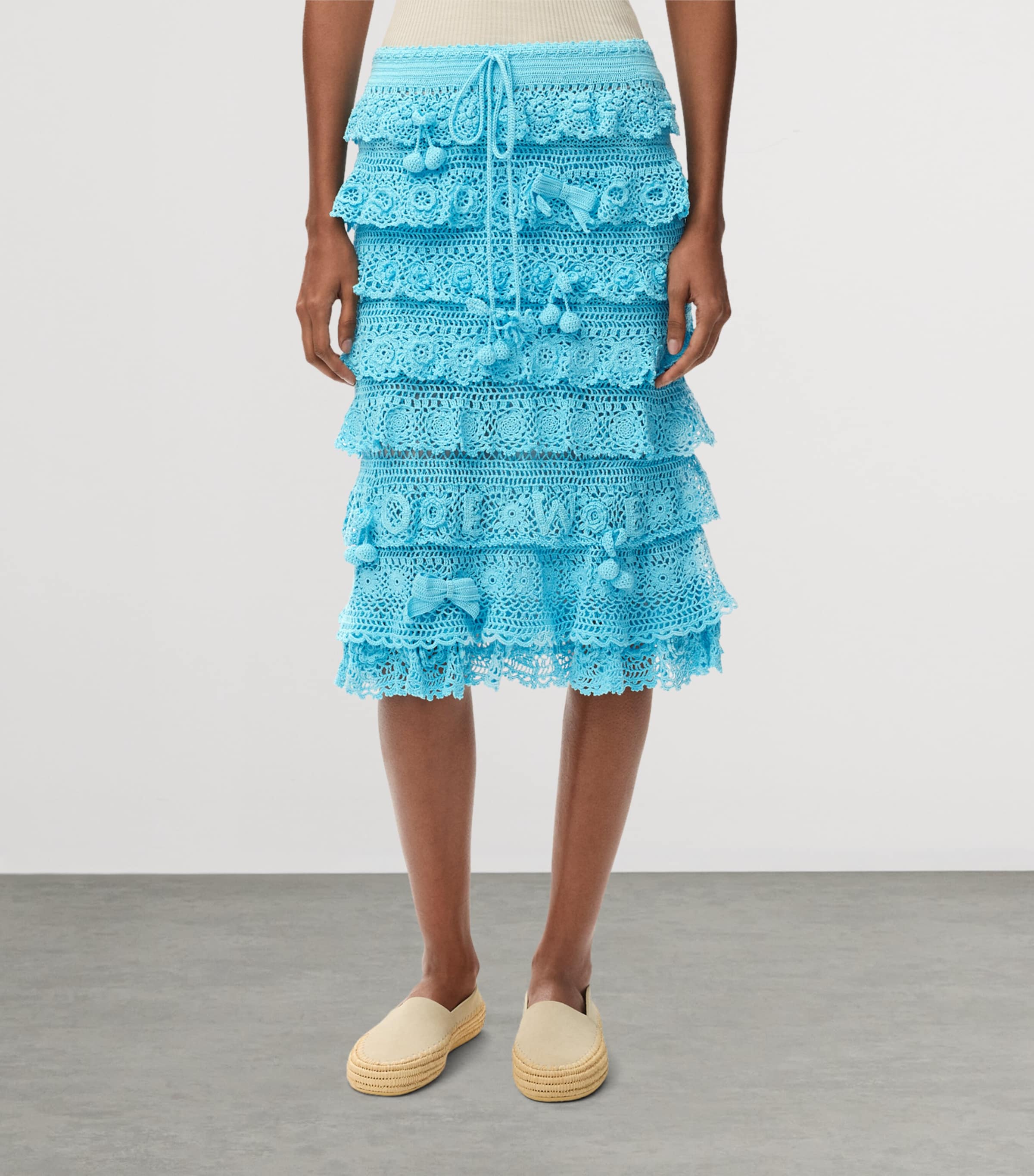 LOEWE Womens x Paula's Ibiza Crochet Midi Skirt Turquoise Image 2