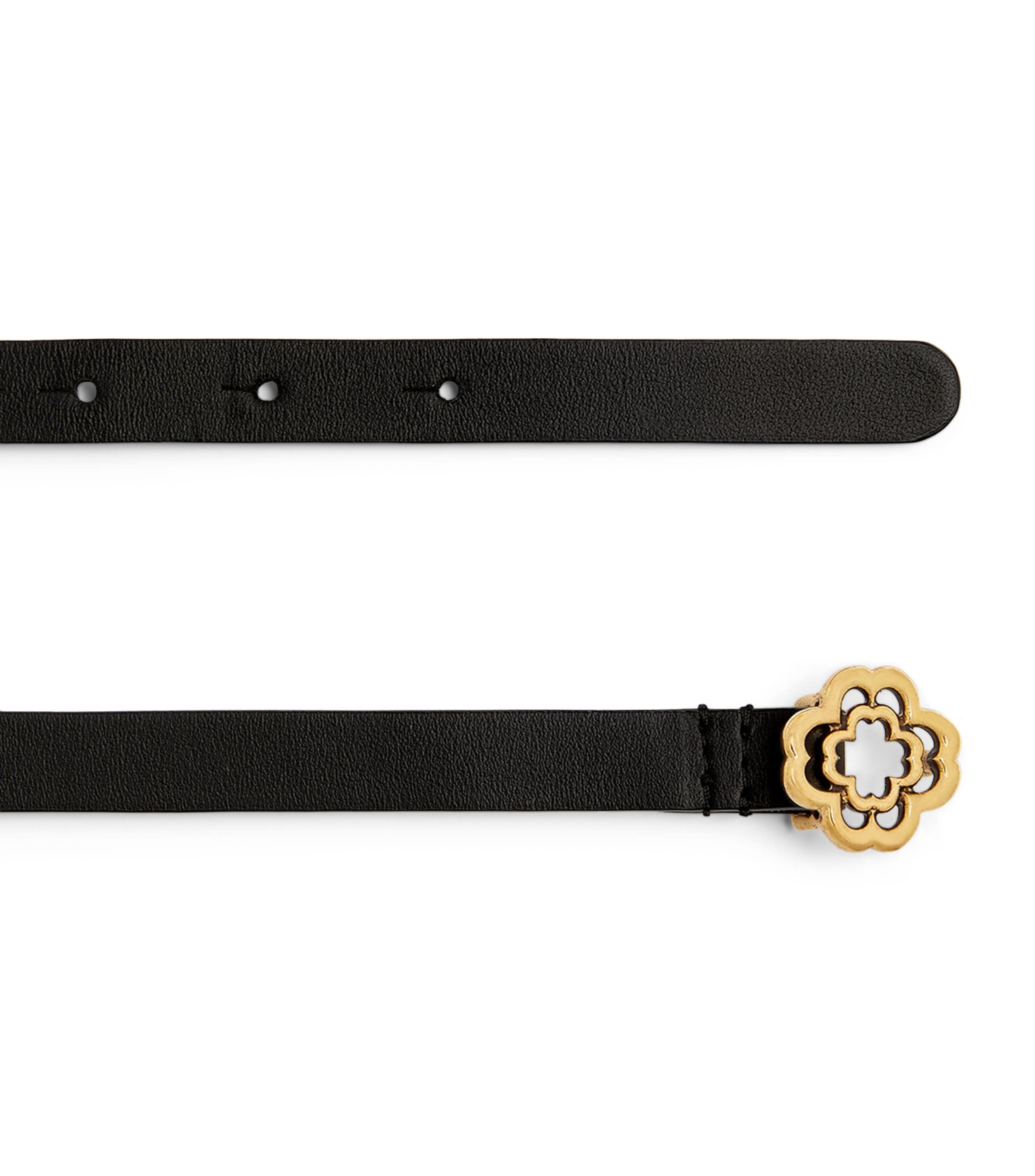 Leather Logo Thin Belt BLACK Image 3