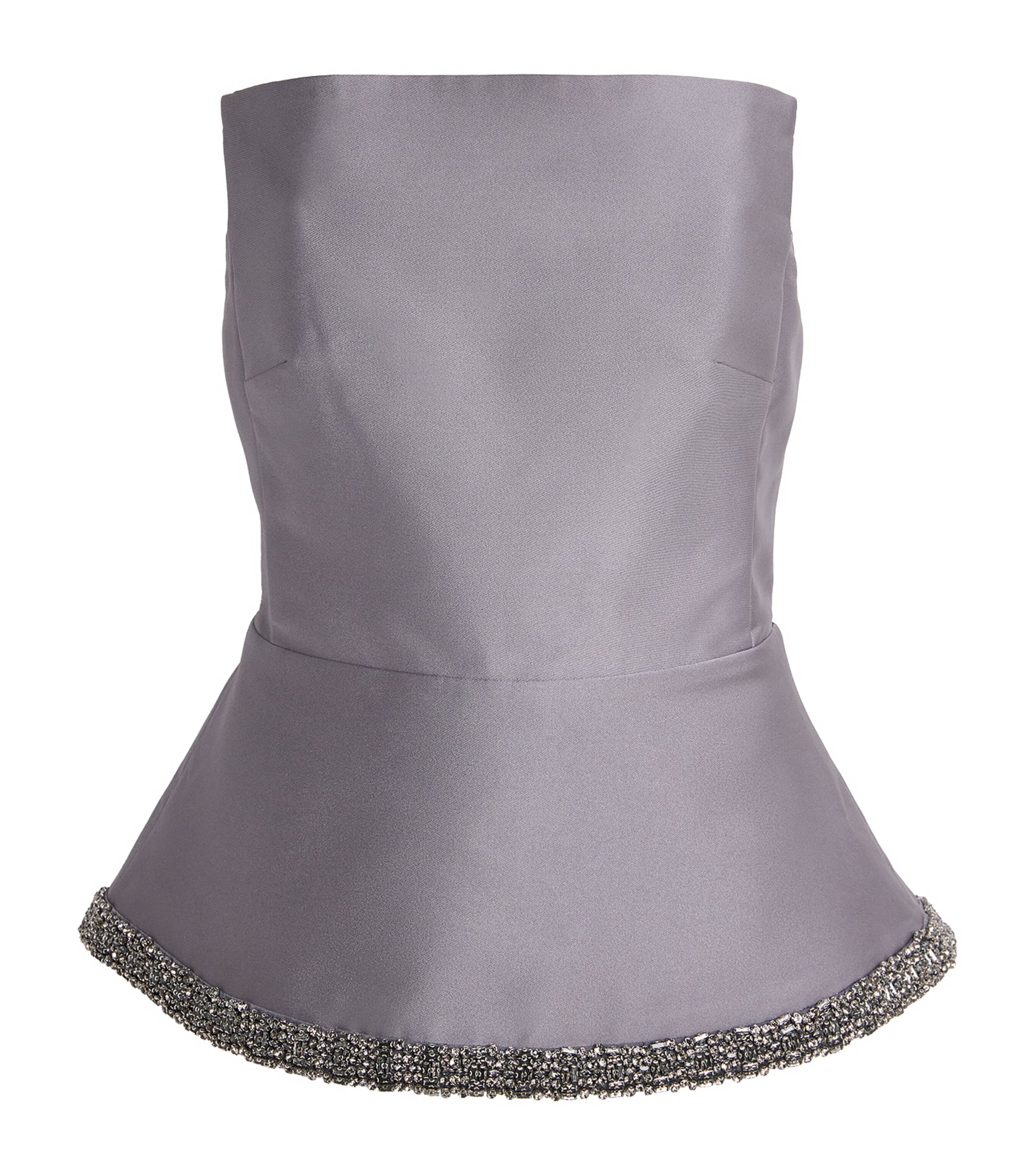 Taffeta Embellished Peplum Top GREY Image 1