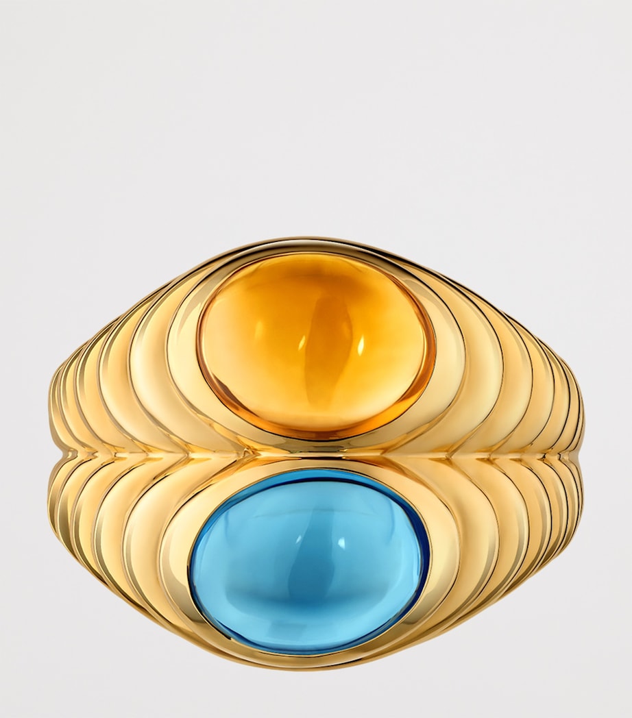 Bvlgari Yellow Gold Topaz and Quartz Doppio Baccellato Ring Yellow Gold Image 8