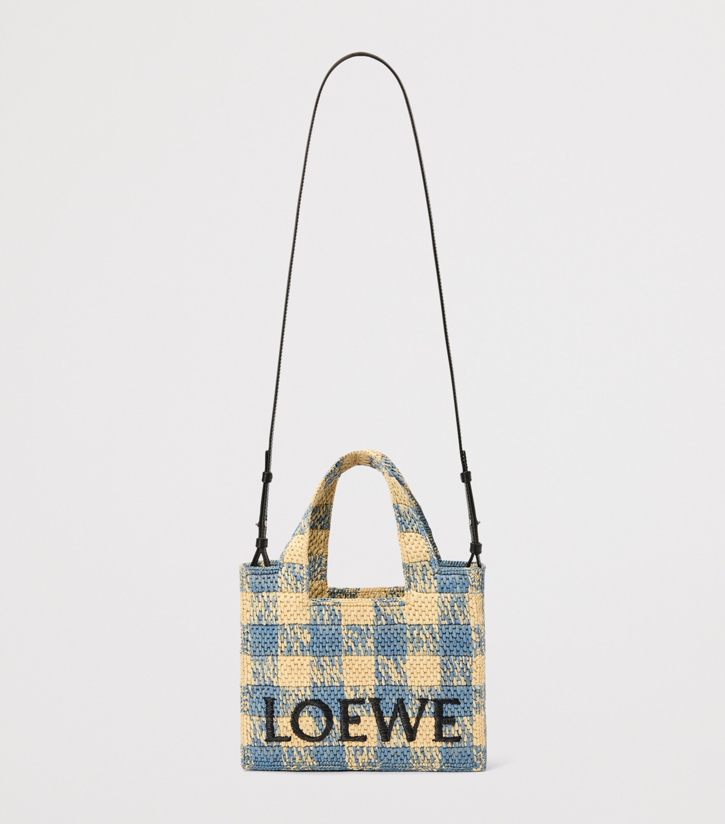 LOEWE x Paula's Ibiza Small Gingham Font Tote Bag Natural/light Blue Image 5