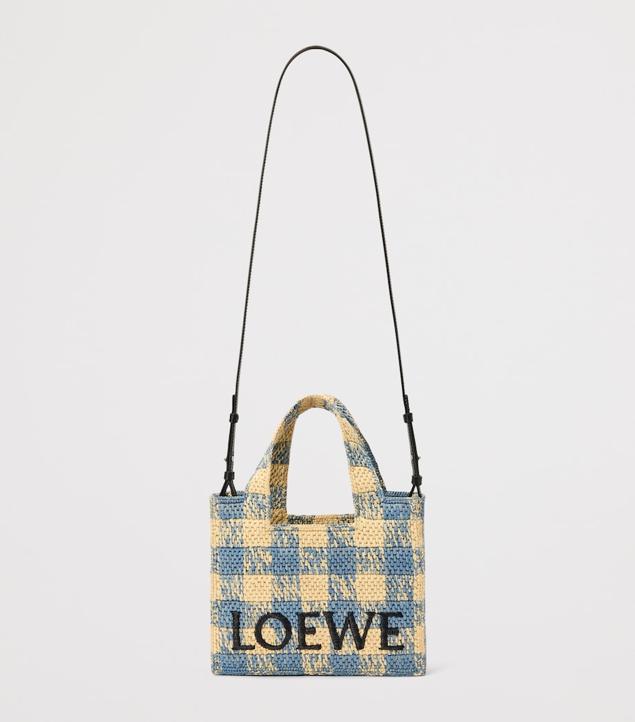 LOEWE x Paula's Ibiza Small Gingham Font Tote Bag Natural/light Blue Image 5