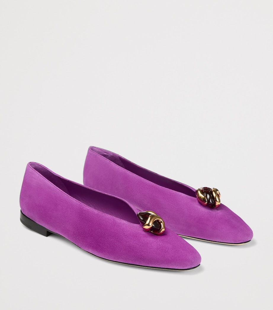 Jimmy Choo Womens Margot Suede Ballet Flats Violet Orchid/dark A Image 3