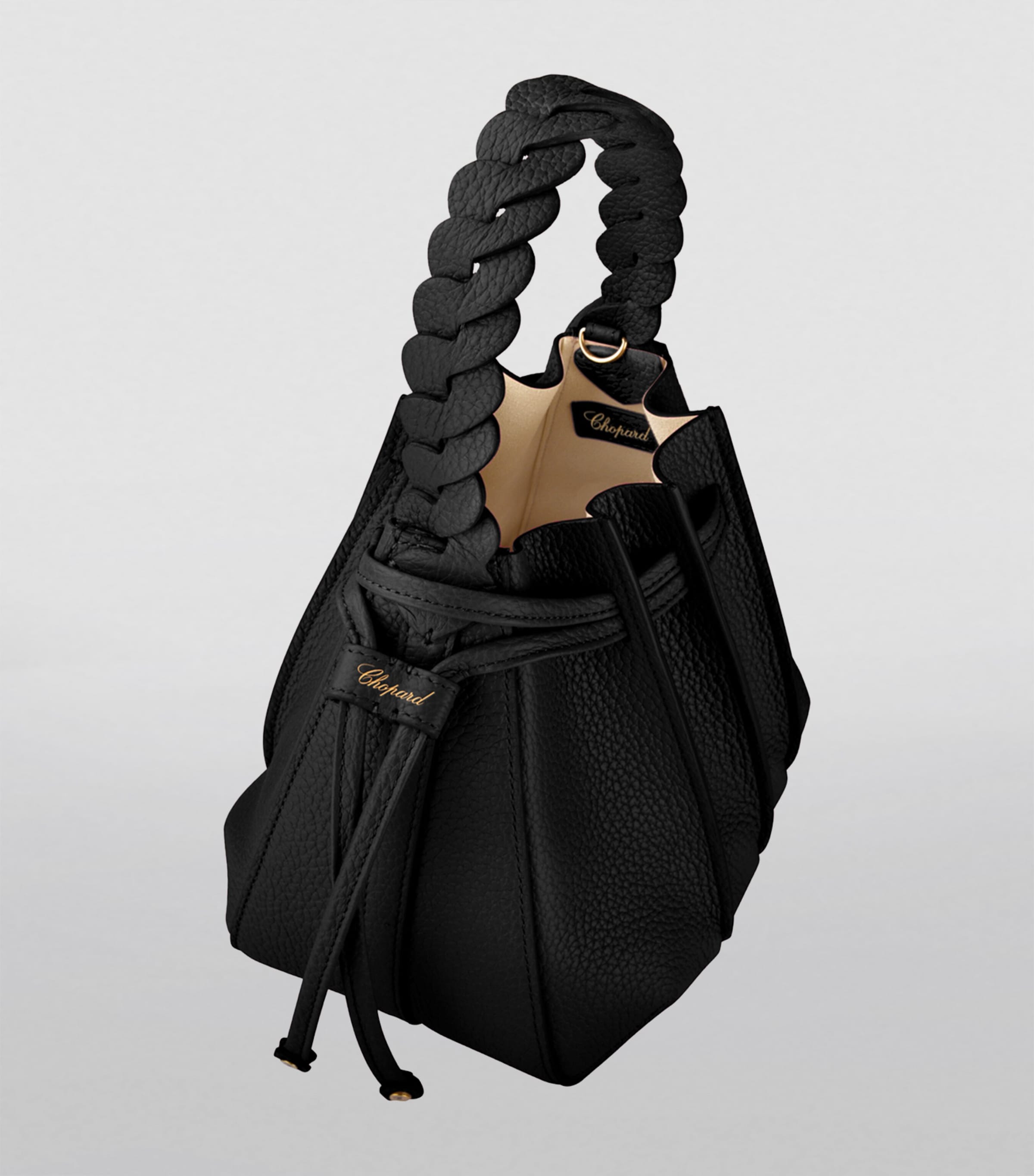 Mini Leather Gem Bucket Bag BLACK GRAINED Image 3