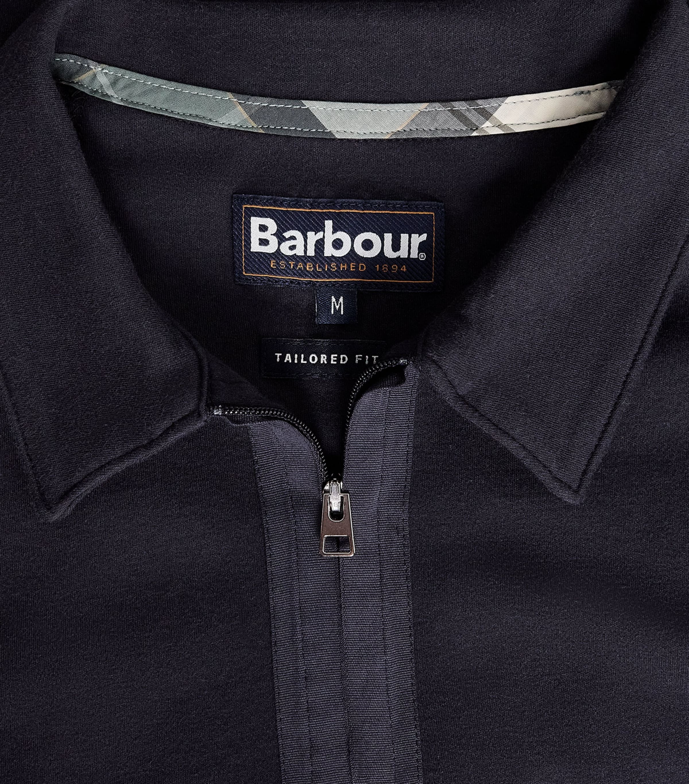 Barbour Mens Zip-Up Crackehall Polo Shirt Dark Navy Image 6
