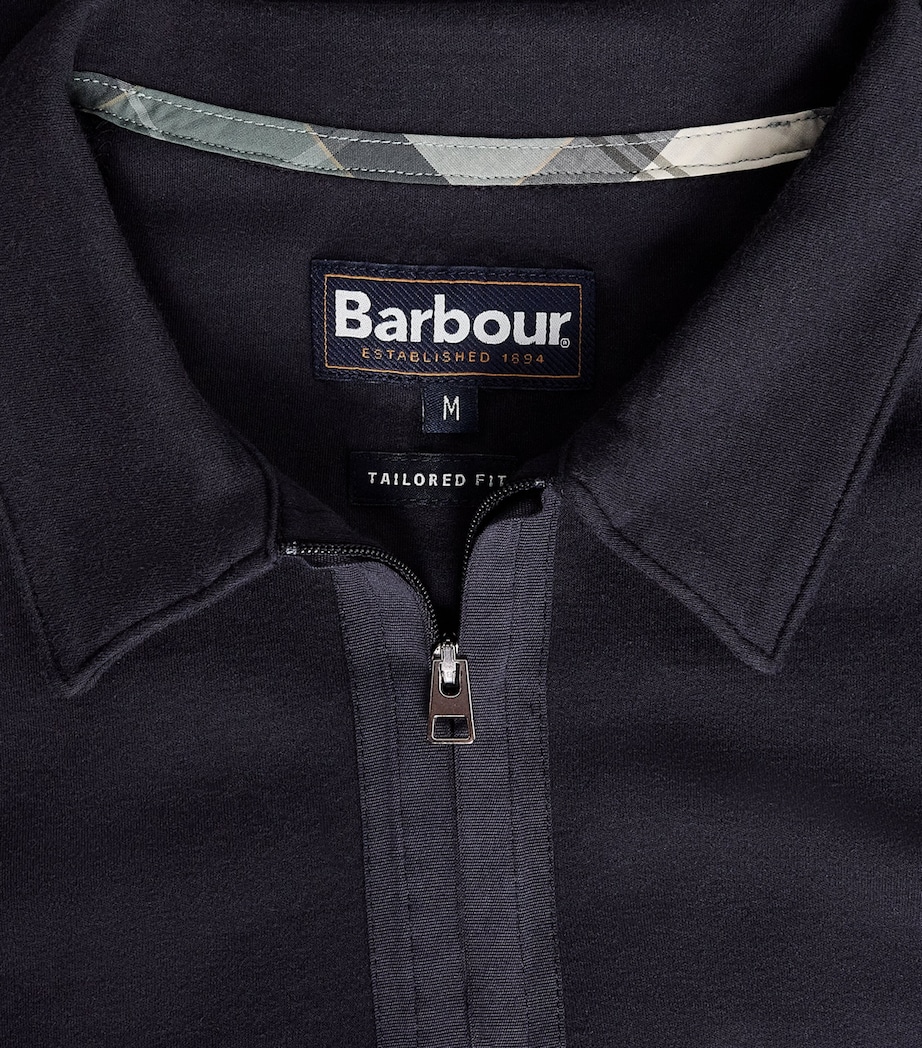 Barbour Mens Zip-Up Crackehall Polo Shirt Dark Navy Image 6