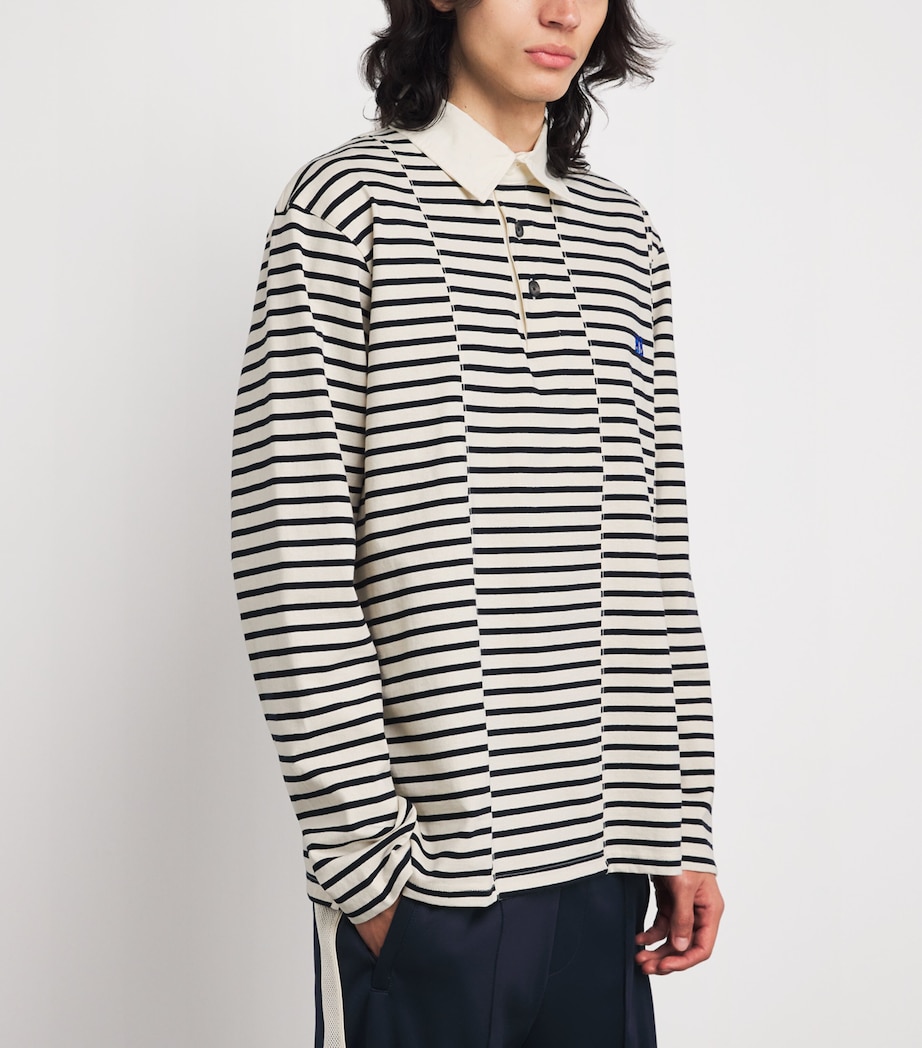 Cotton Stripe City Polo Shirt IVORY / NAVY Image 3
