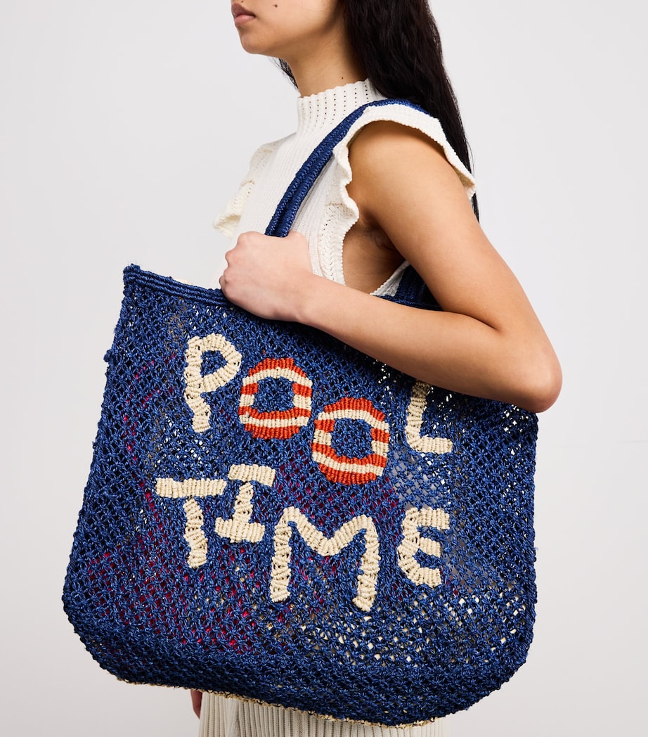 Jute Barry Pool Time Tote Bag INDIGO Image 2