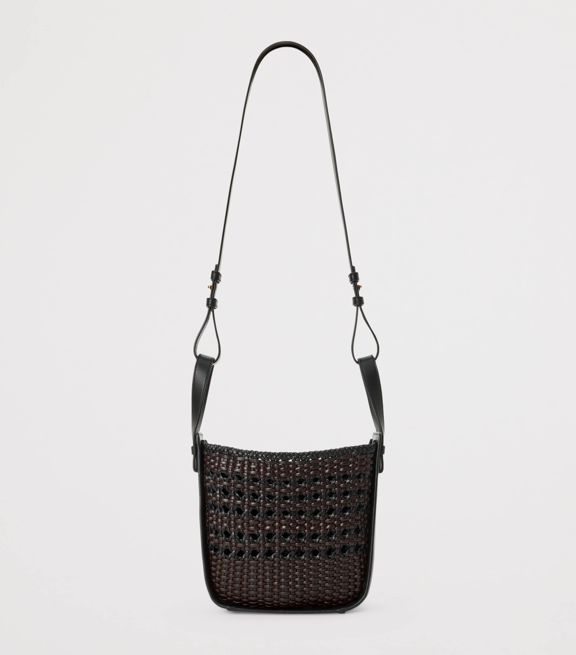 Leather Hammock Top-Handle Bag BLACK/BROWN Image 5