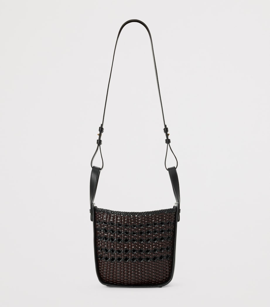 Leather Hammock Top-Handle Bag BLACK/BROWN Image 5