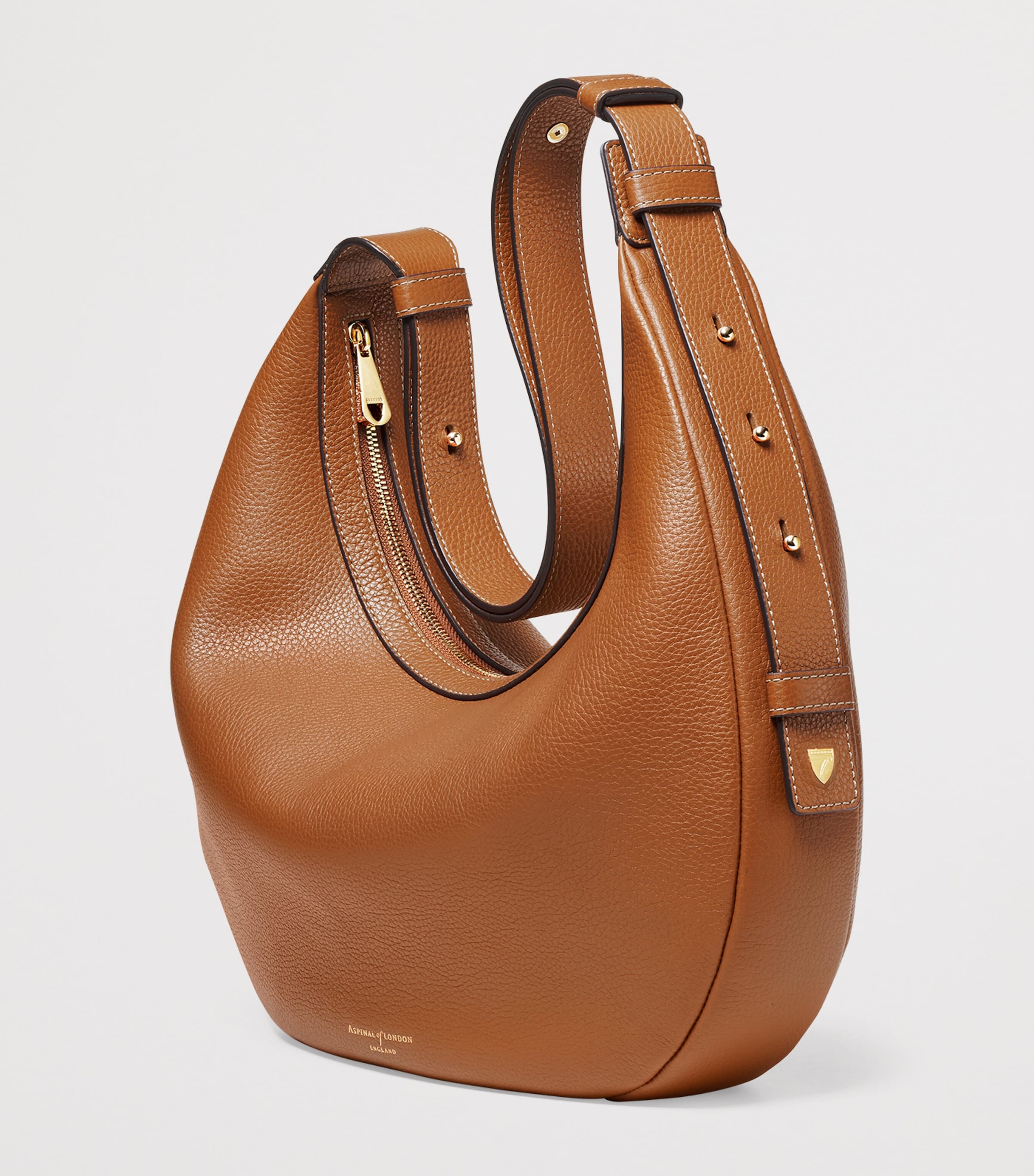 Leather Hudson Crescent Cross-Body Bag TAN Image 3