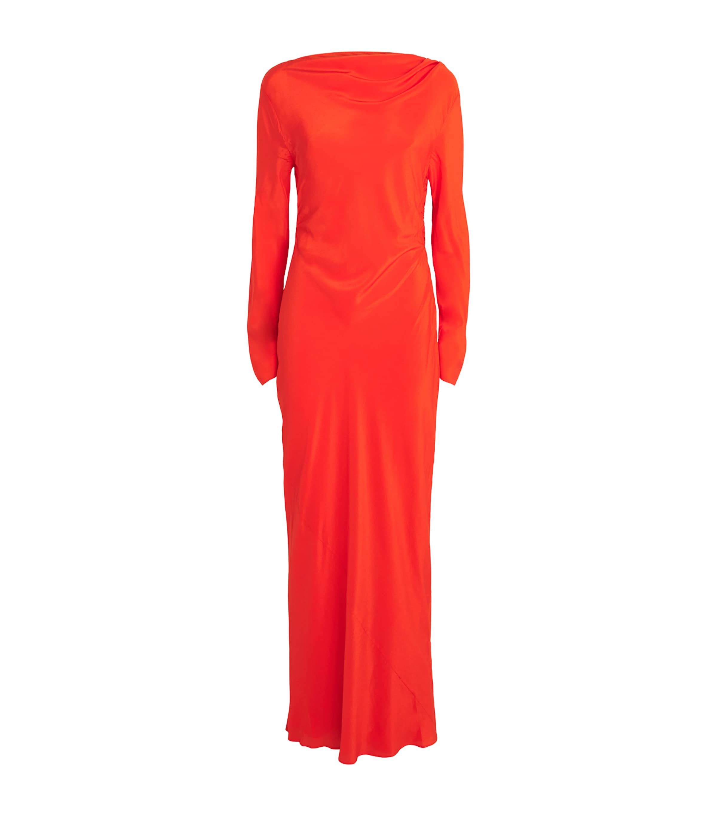 Sir Silk Gathered Fresca Maxi Dress In Orange