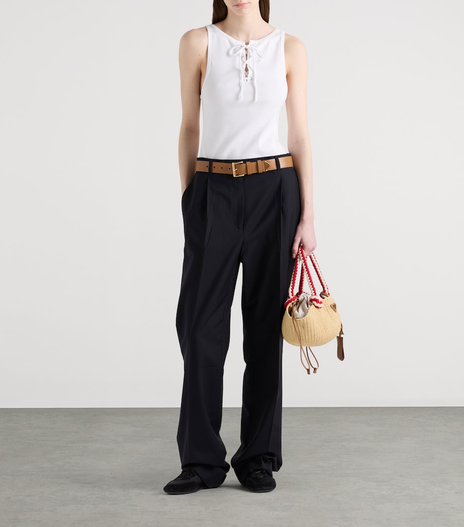 Ribbed Lace-Up Top F0009 Image 2