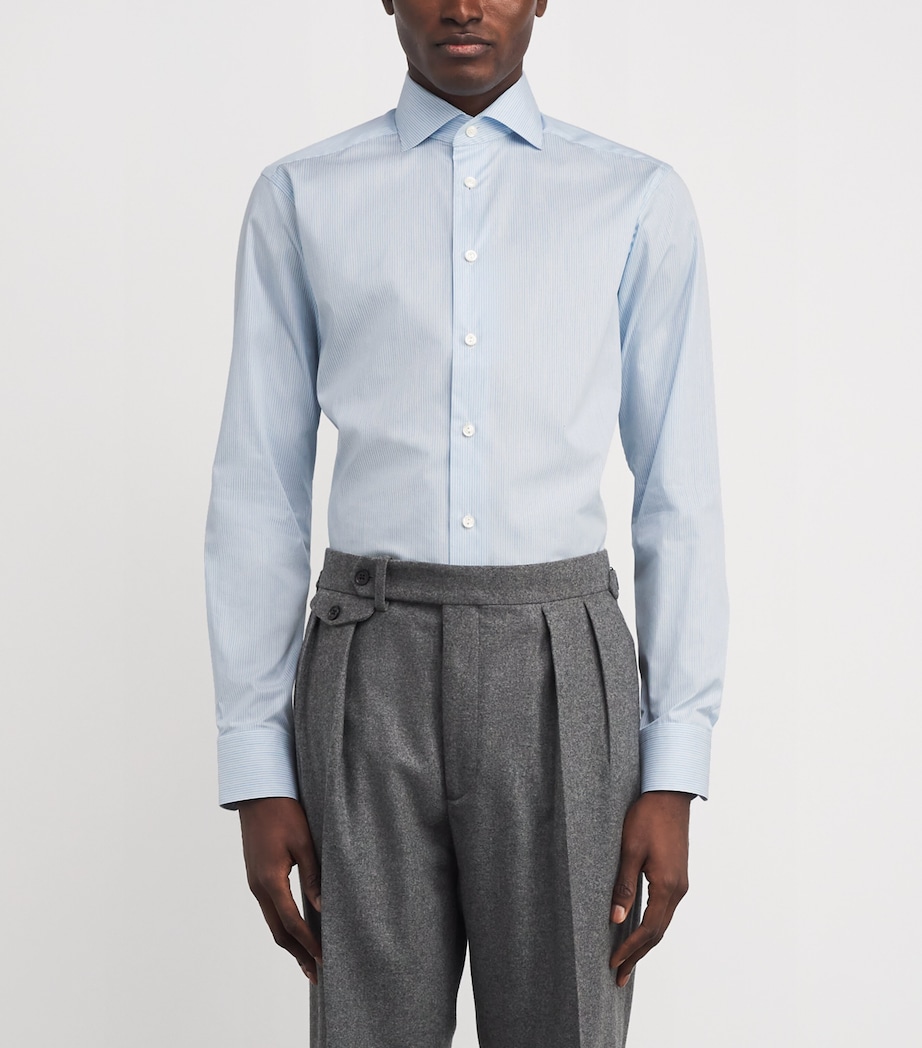 Cotton Twill Melange Stripe Shirt 23LIGHT GREY Image 3