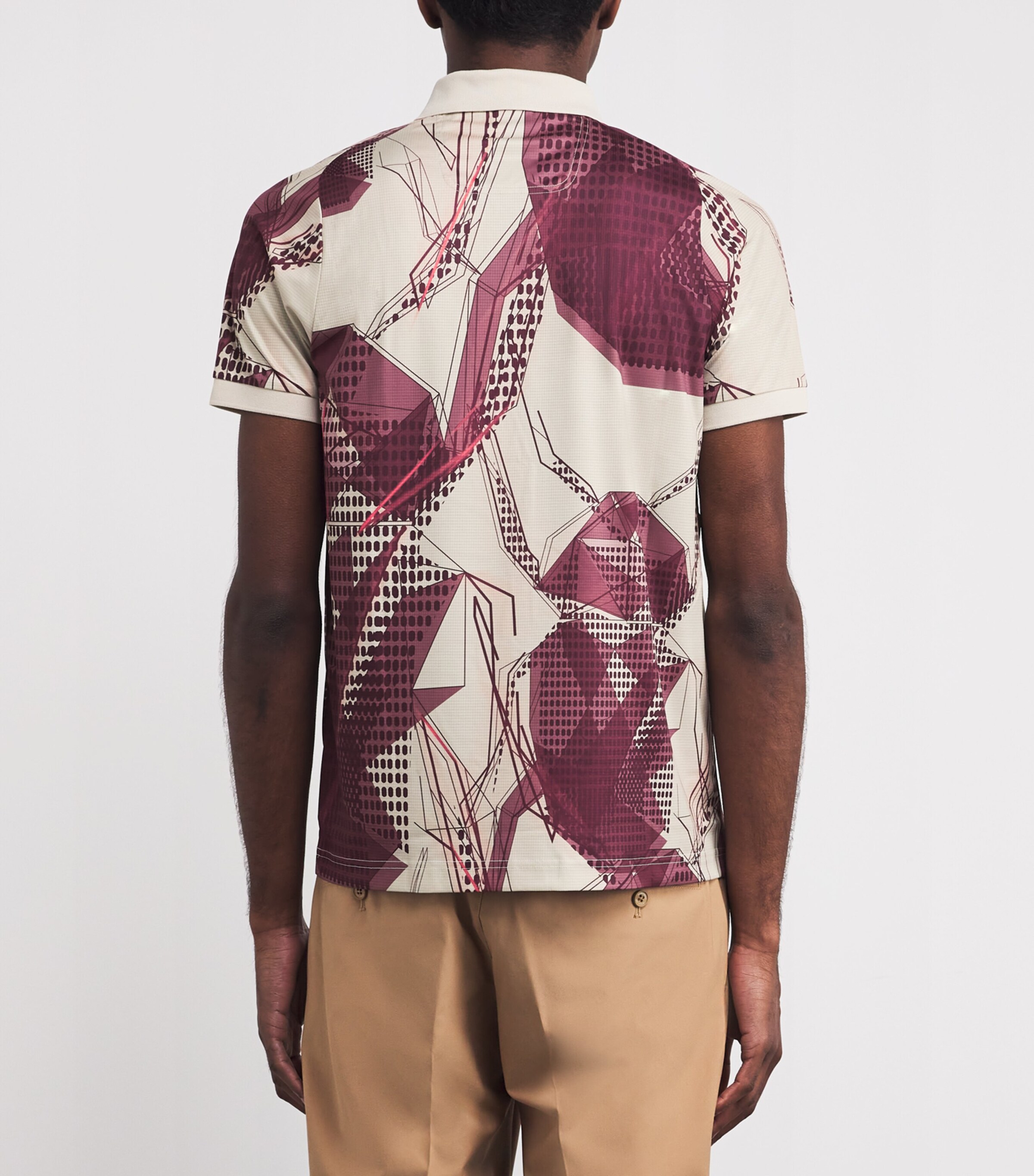 Graphic Print UV Protection Paddy Polo Shirt 284-OPEN BEIGE Image 4