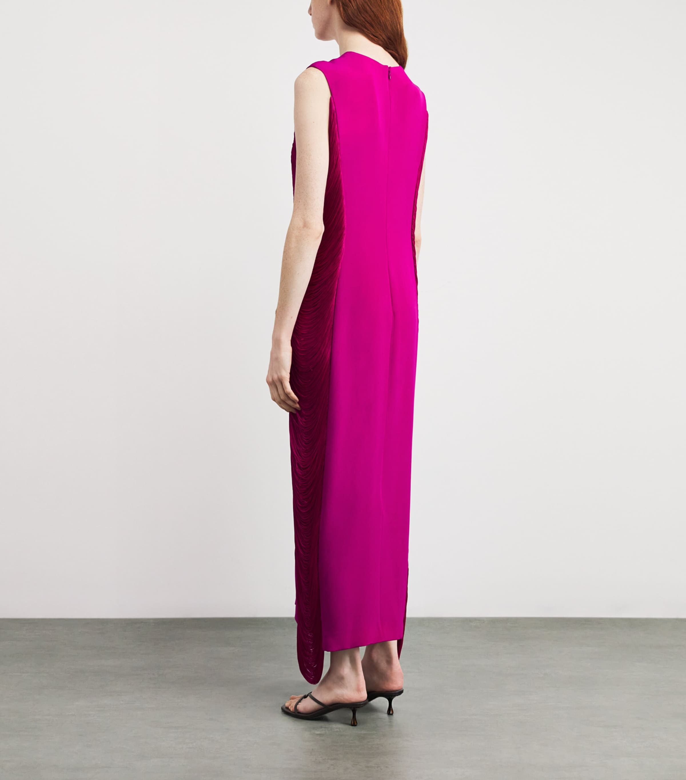 Silk Fringe Bianca Maxi Dress FUSCHIA Image 3