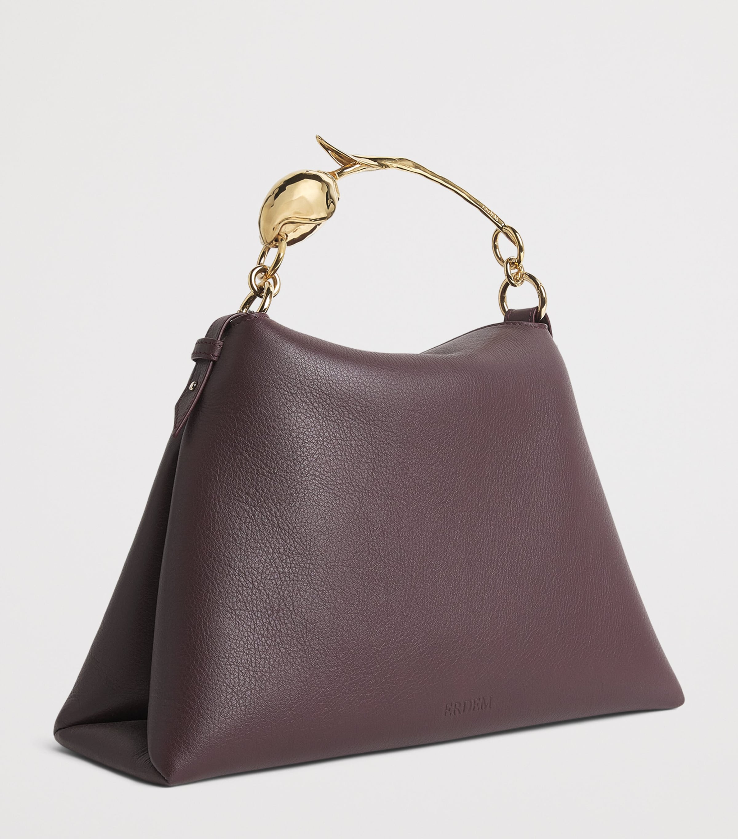 Erdem Large Leather Bloom Shoulder Bag Grain Malbec Image 3