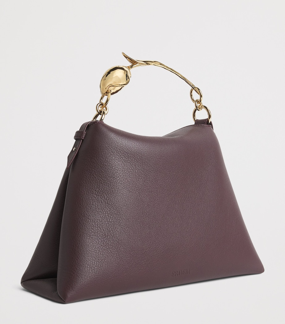 Erdem Large Leather Bloom Shoulder Bag Grain Malbec Image 3