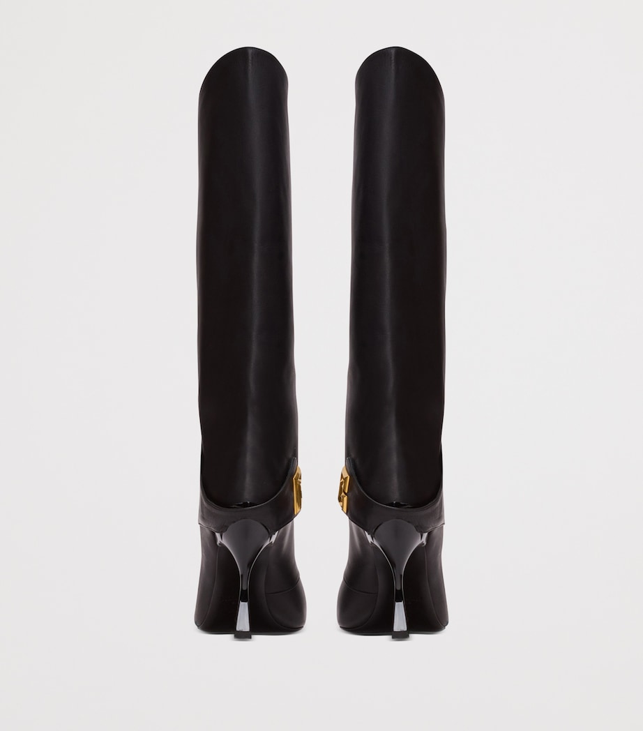 Leather Twist Heel Boots 95 0PA NOIR Image 6