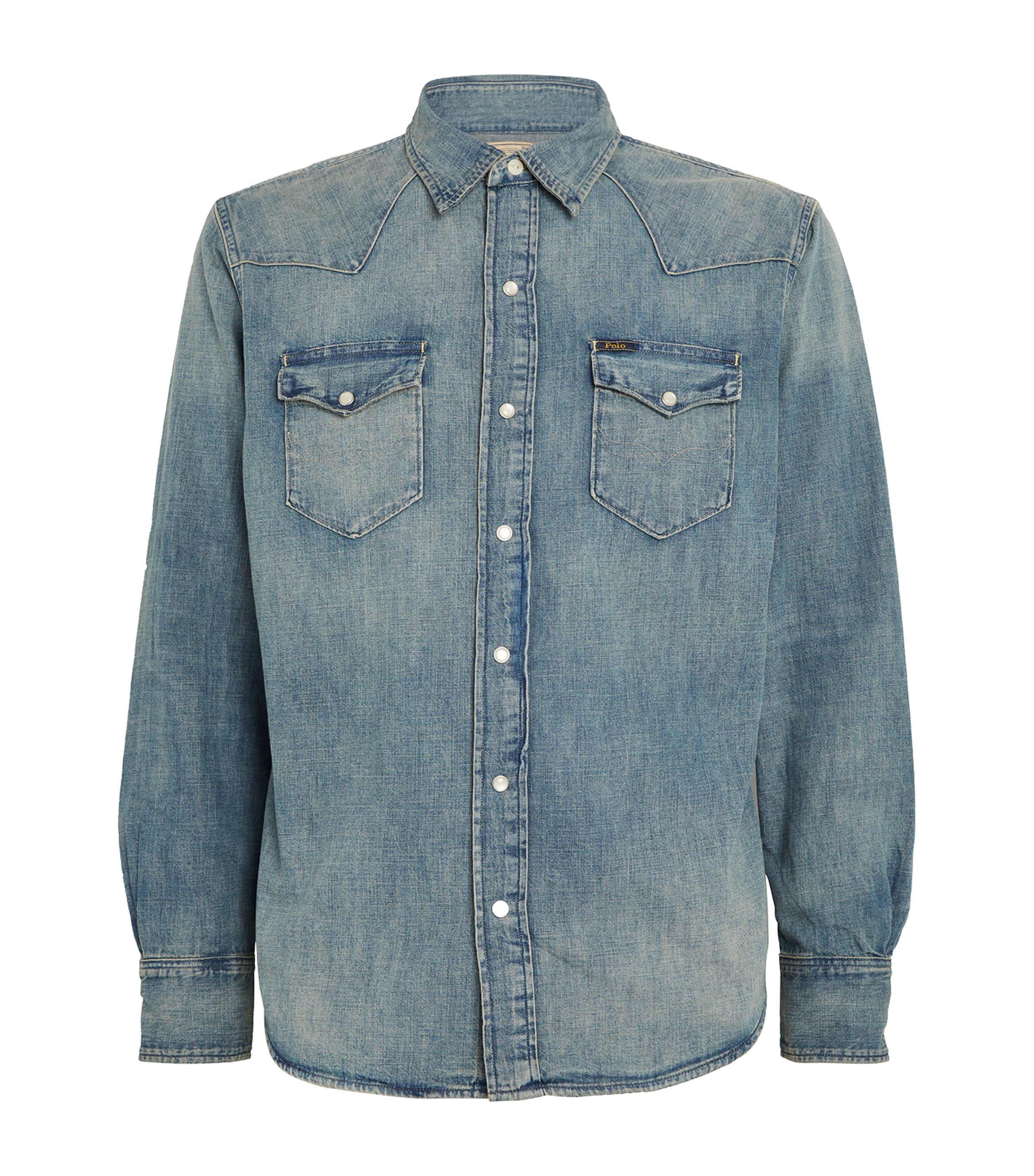 Shop Polo Ralph Lauren Denim Western Shirt In Blue