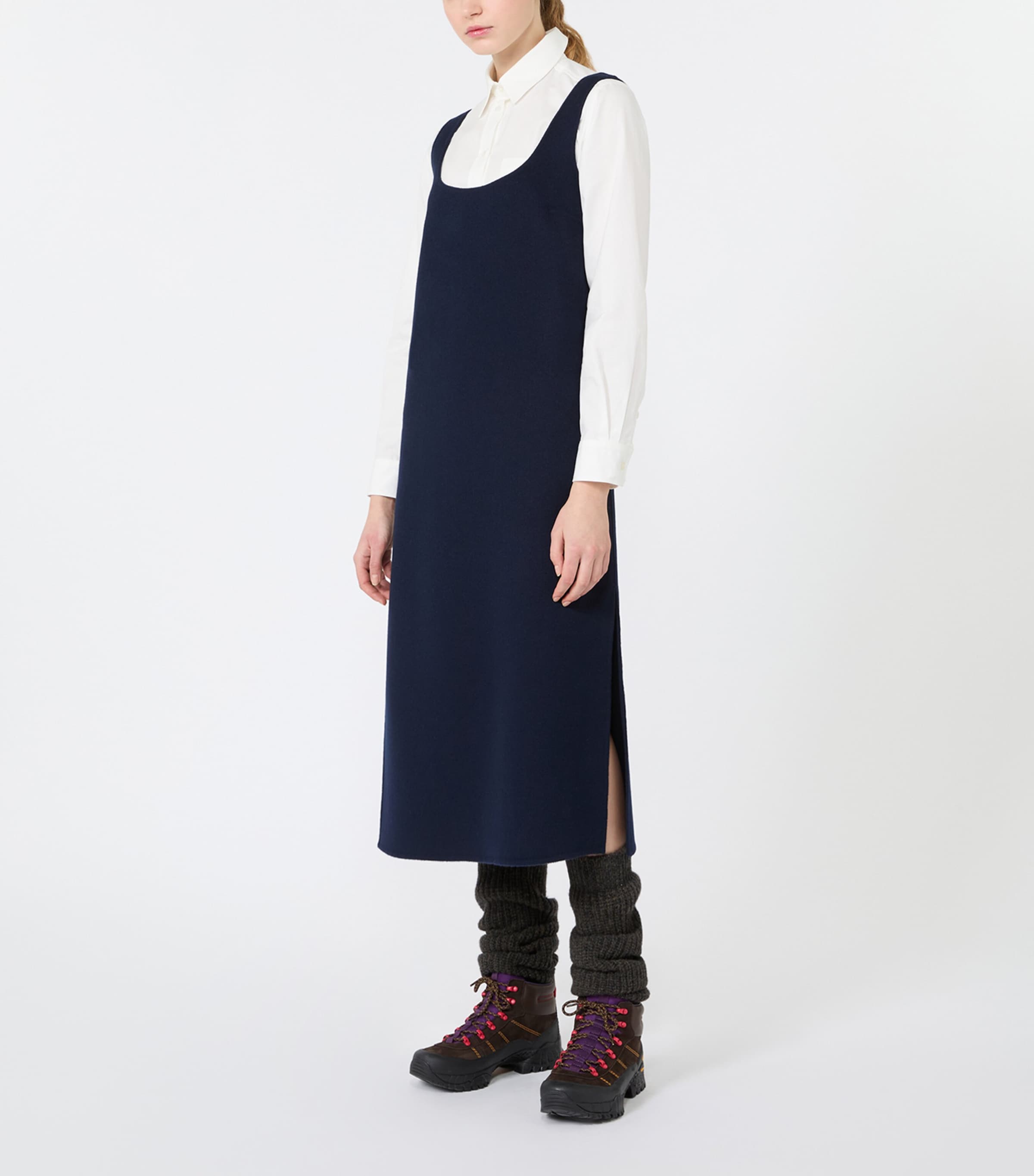 Weekend Max Mara Womens Wool-Blend Shift Midi Dress Midnightblue Image 3