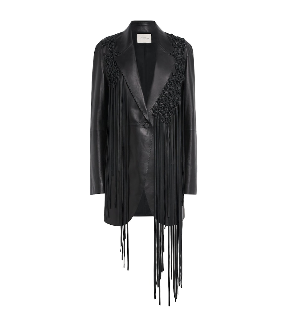 Lambskin Fringe Blazer 0001900 BLACK Image 1