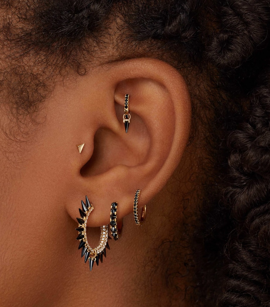 Rose Gold Black Moissanite Mohawk and Diamond Pavé Hoop Earring (11mm) ROSE GOLD Image 4