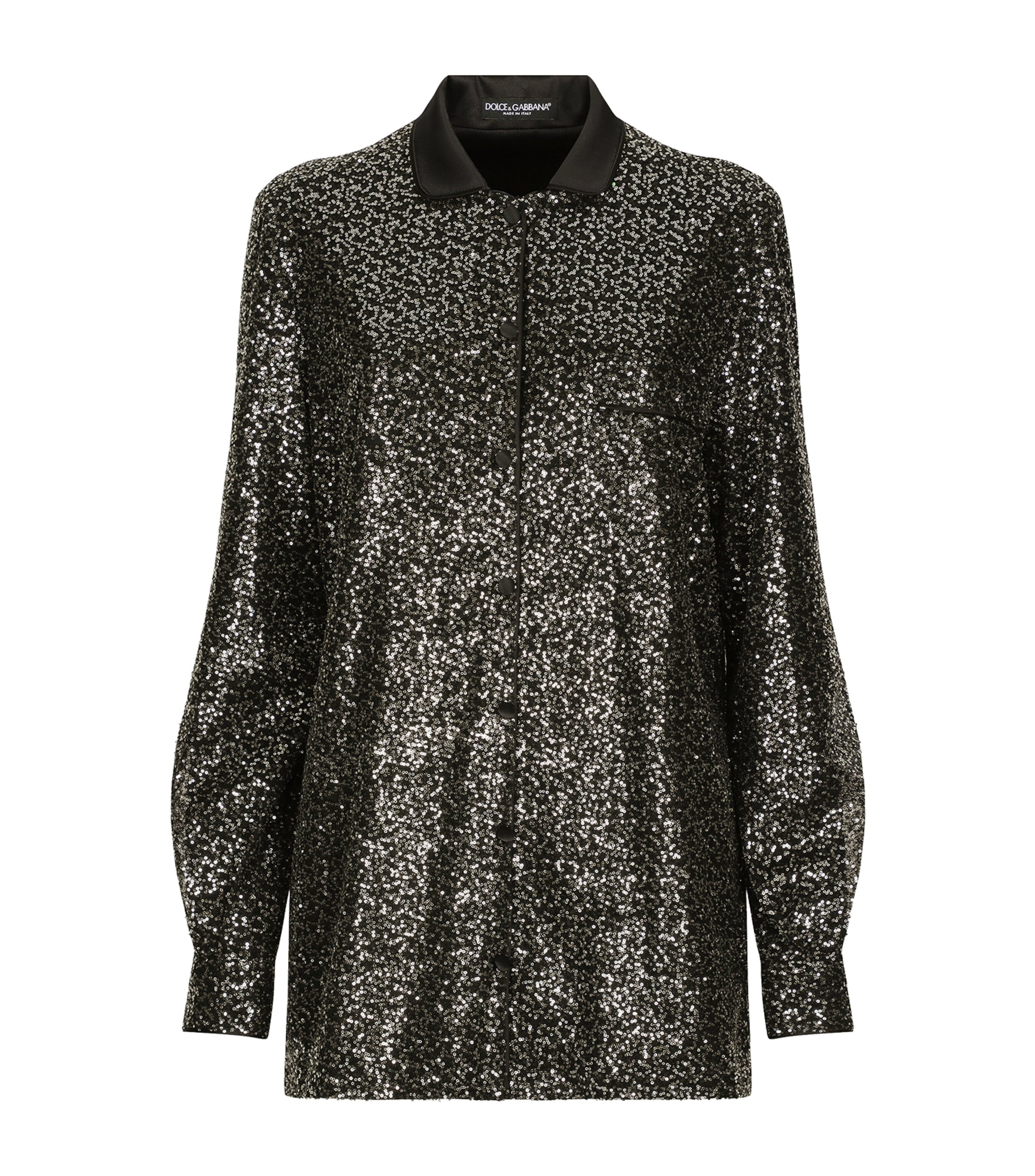 Dolce & Gabbana Satin-collar Sequin-embellished Shirt