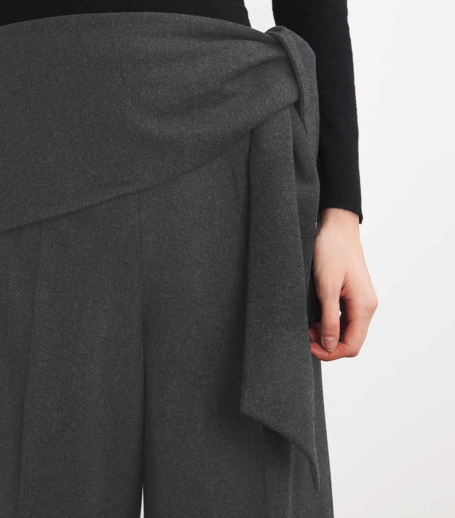 Stretch-Virgin Wool Wrap Trousers DARK GREY Image 6