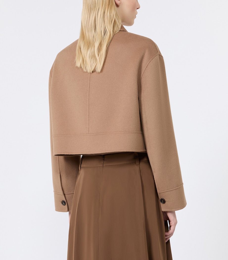 Max Mara Womens Virgin Wool Cropped Jacket Camel Image 4