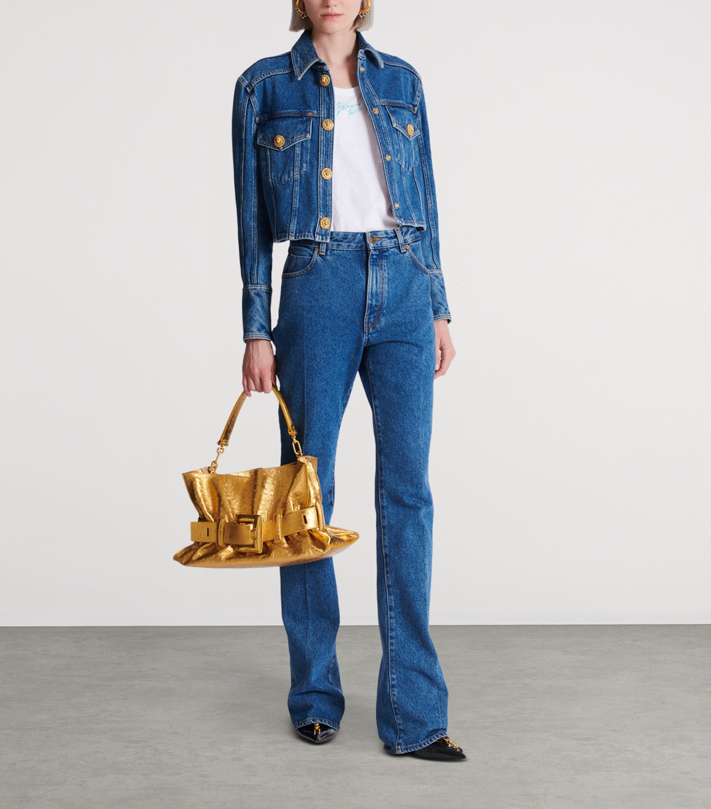 Balmain Womens Elongated Straight Jeans Bleu Jean Fonce Image 3