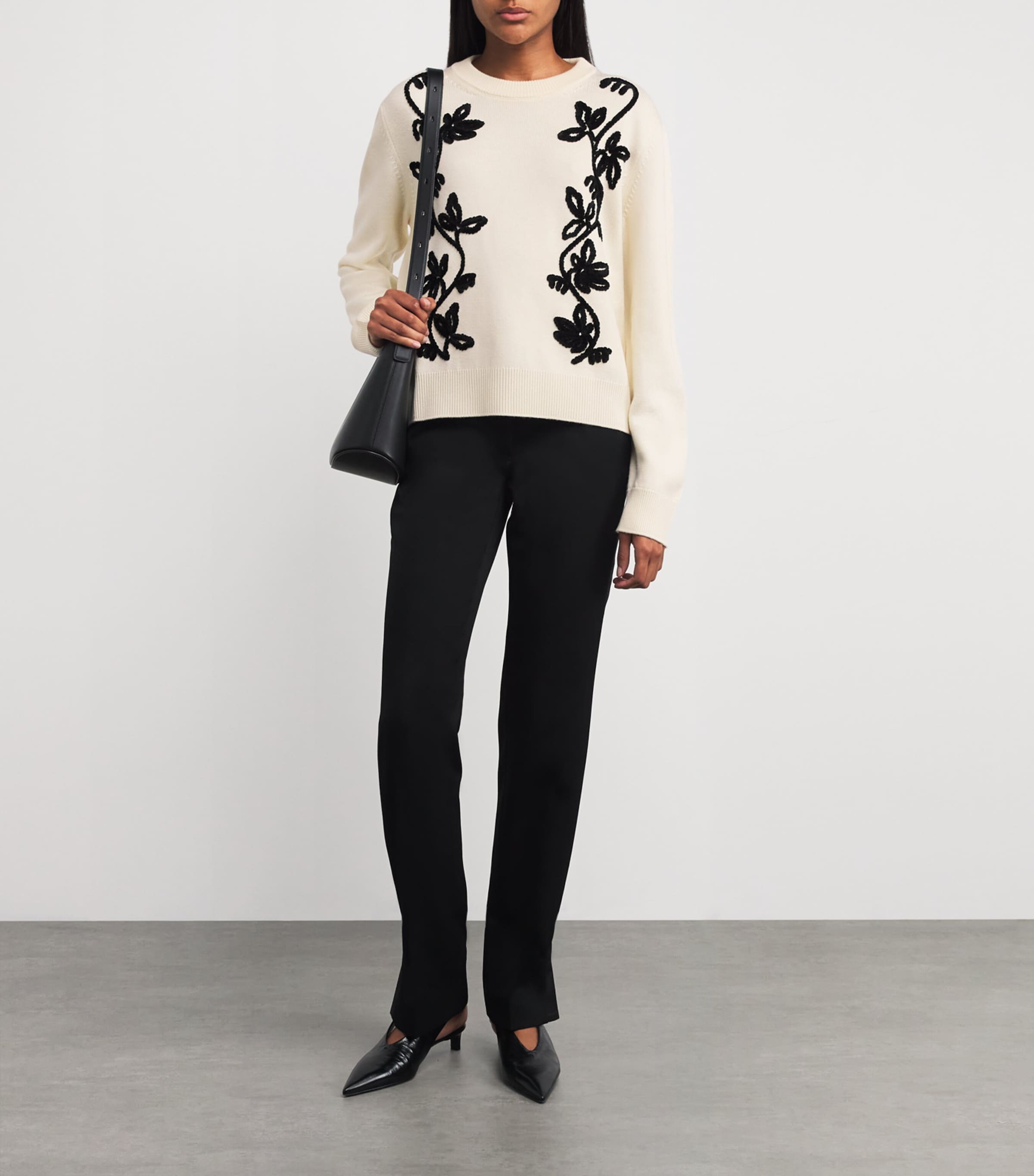 【JIL SANDER】Wool sweater with floral pattern/関税送料込み Jil Sander Wool Floral-Embroidered Sweater | Harrods UK